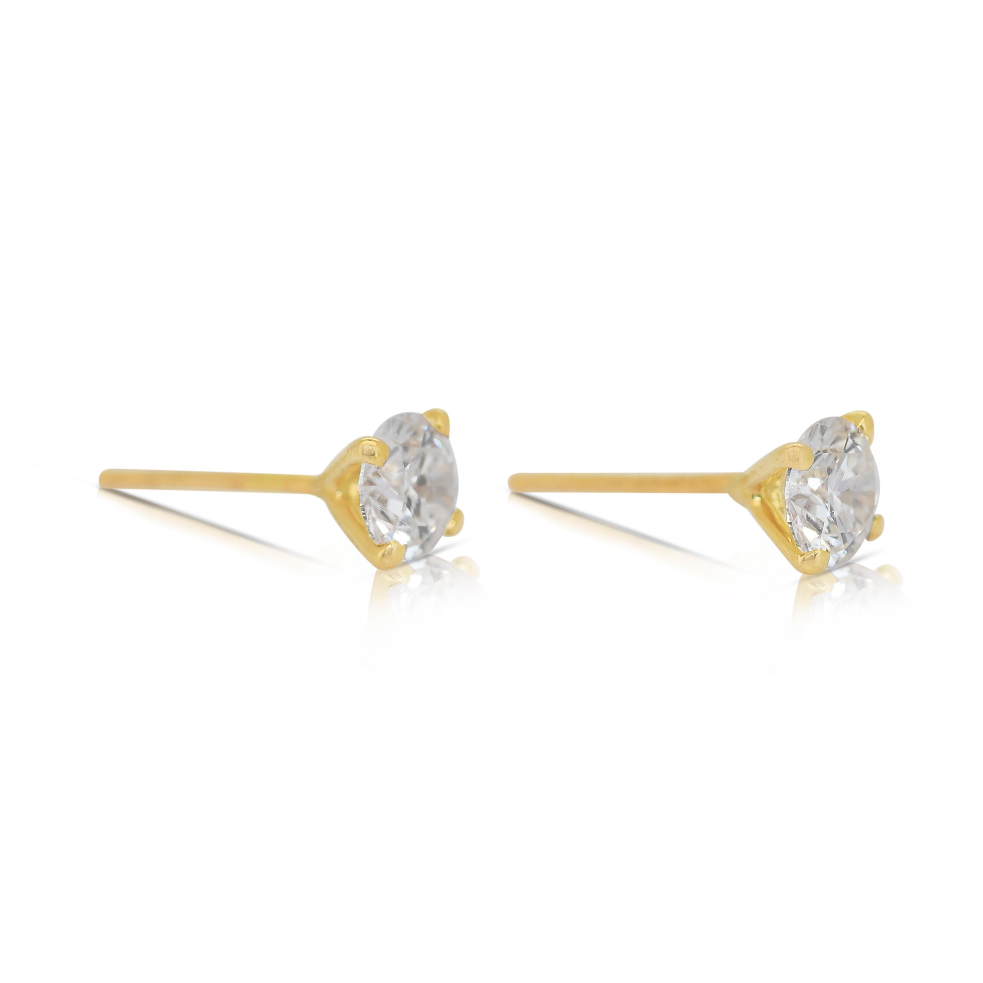 Women's Timeless 1.02ct Diamonds Stud Earrings in 18k Yellow Gold - IGI Certified