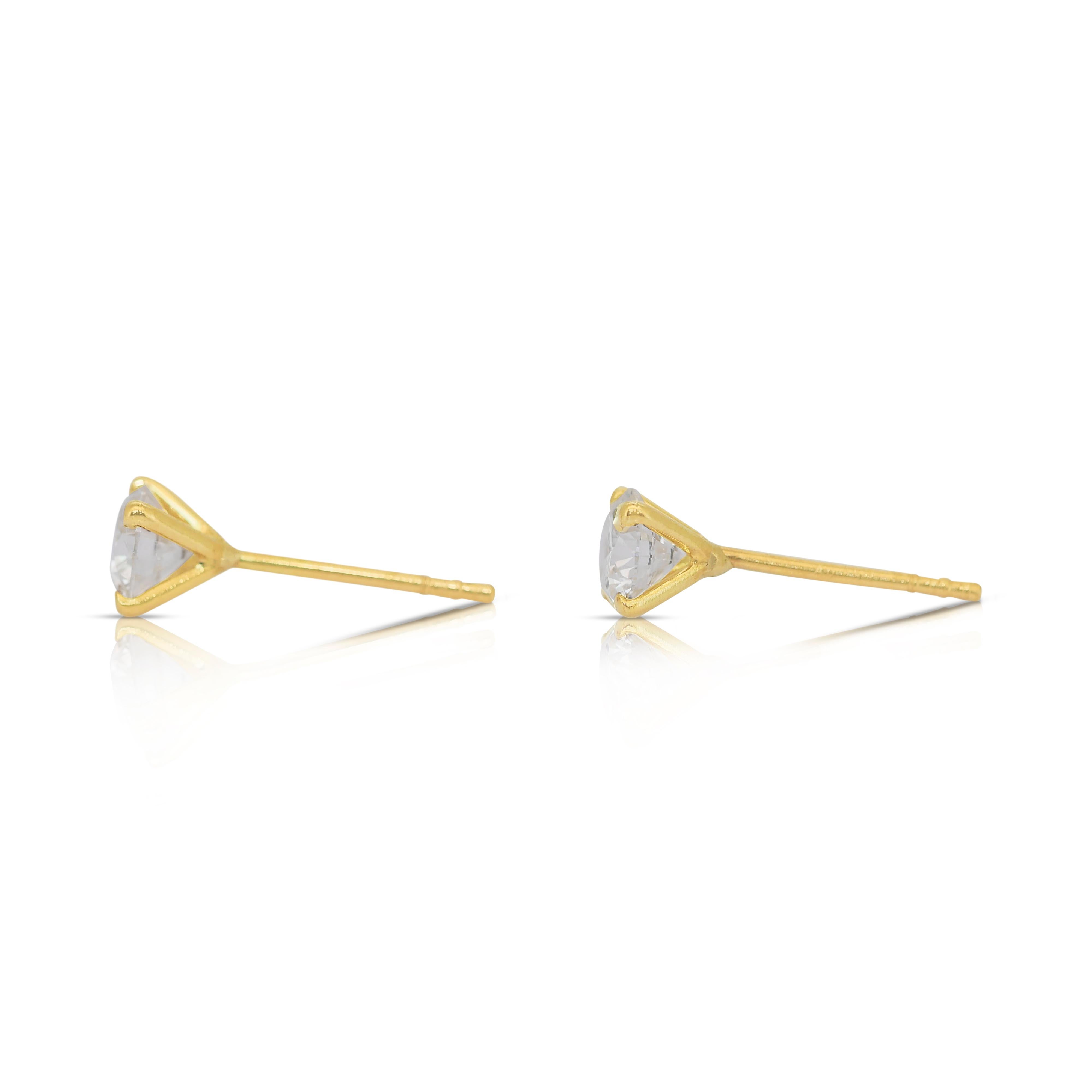 Timeless 1.02ct Diamonds Stud Earrings in 18k Yellow Gold - IGI Certified 3