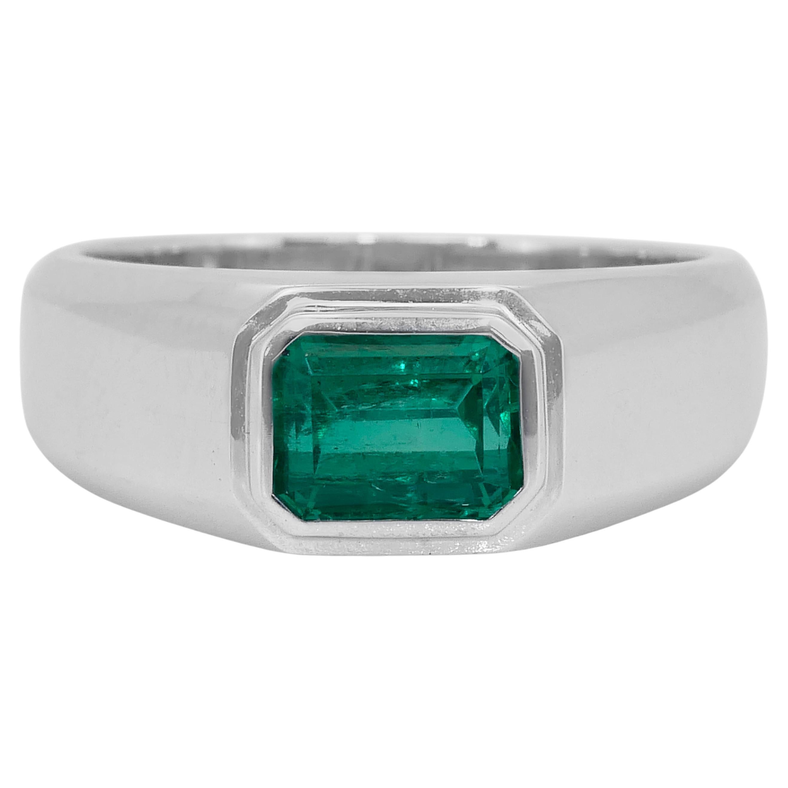 Timeless 1.03ct Emerald Solitaire Ring in 18k White Gold - IGI Certified
