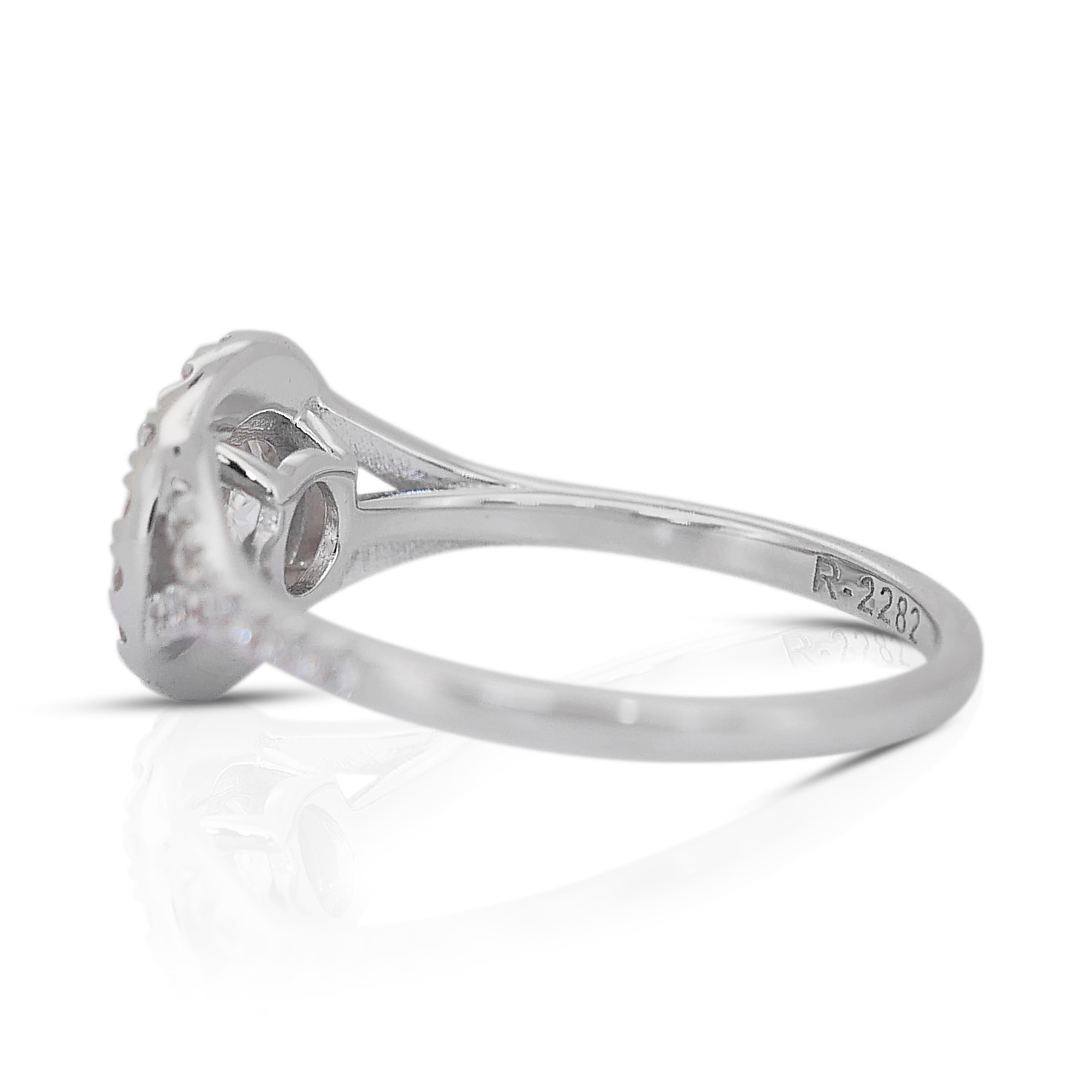 Women's Timeless 1.05ct Diamonds Halo Ring in 18k White Gold - GIA Certified