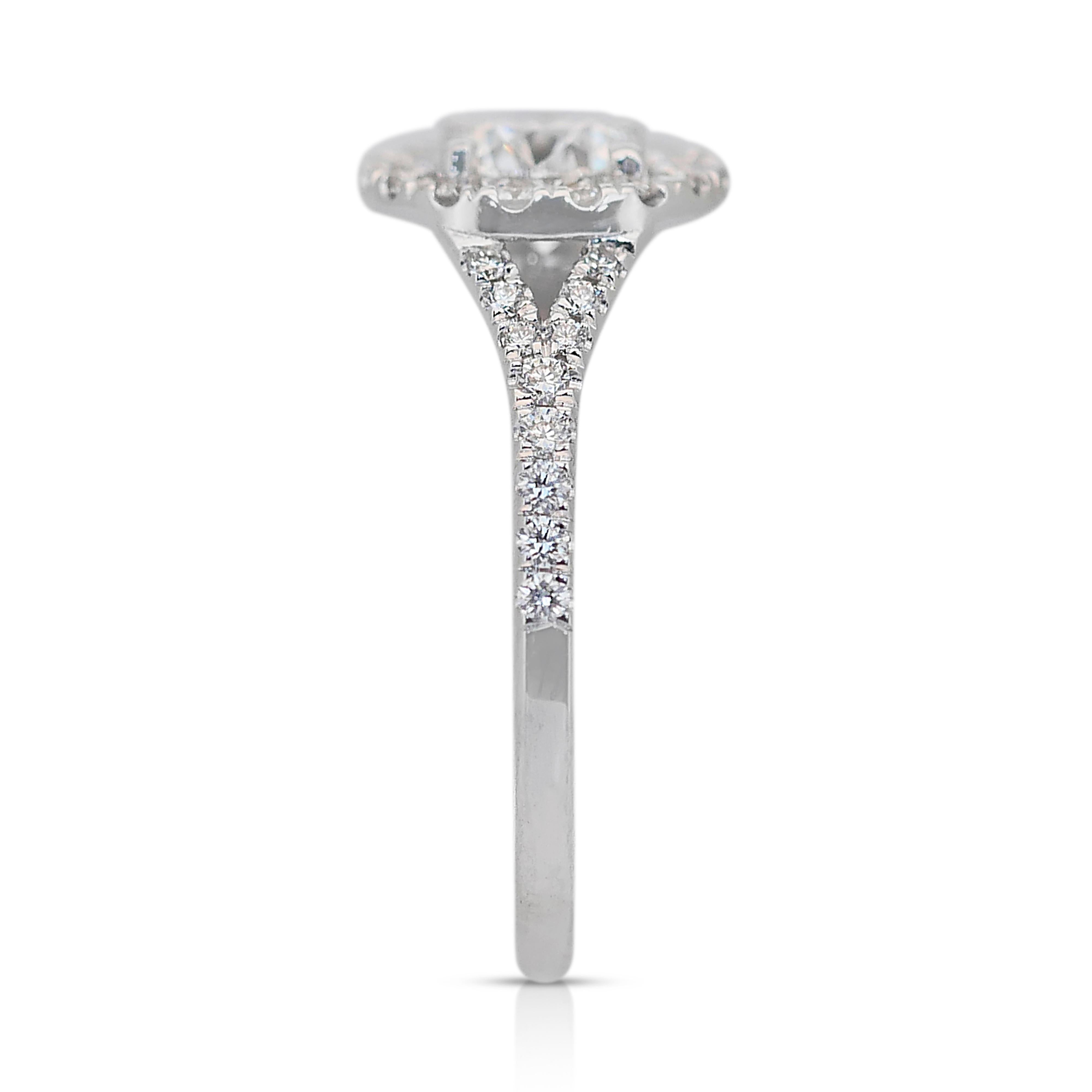 Timeless 1.05ct Diamonds Halo Ring in 18k White Gold - GIA Certified 2