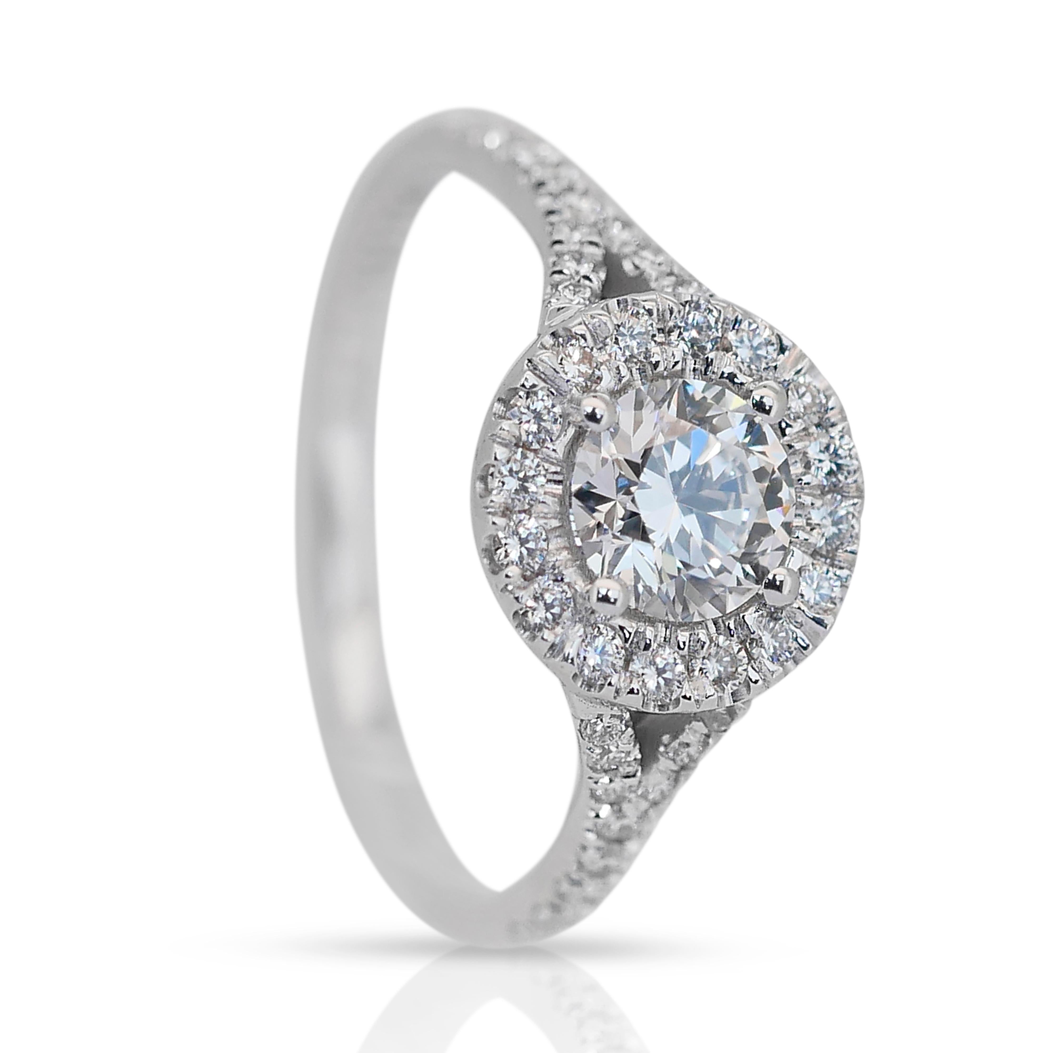 Timeless 1.05ct Diamonds Halo Ring in 18k White Gold - GIA Certified 3