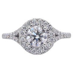 Timeless 1.05ct Diamonds Halo Ring in 18k White Gold - GIA Certified
