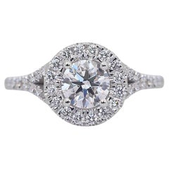 Timeless 1.05ct Diamonds Halo Ring in 18k White Gold - GIA Certified