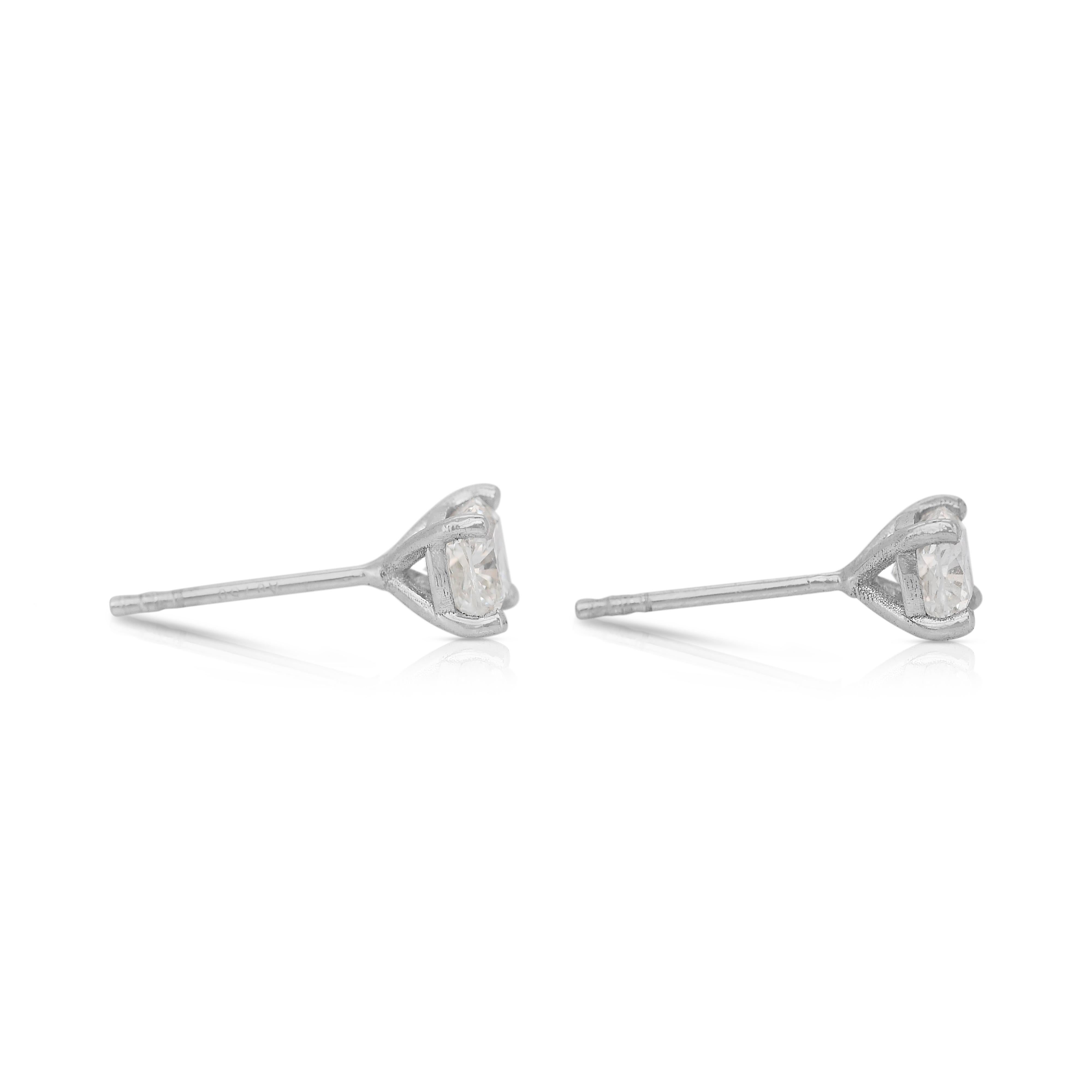 Boucles d'oreilles Timeless 1.06ct Diamants en or blanc 18k - IGI Certified en vente 1