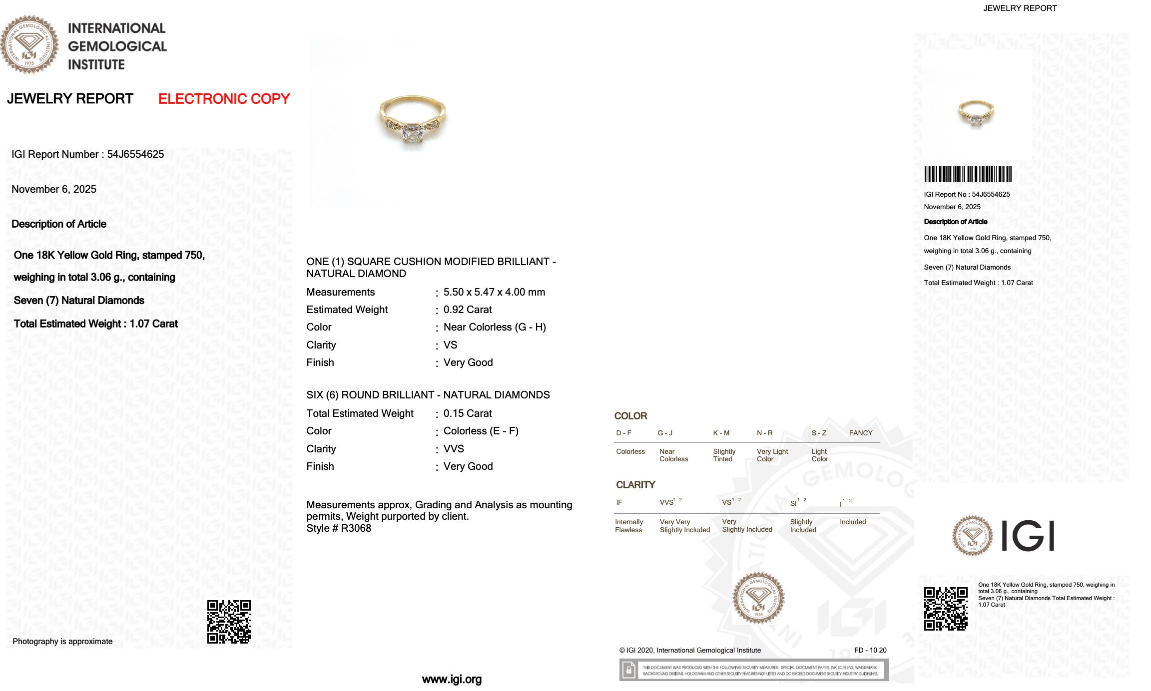 Bague intemporelle en or jaune 18 carats avec pavé de 1,07 ct de diamants - certifié IGI Pour femmes en vente