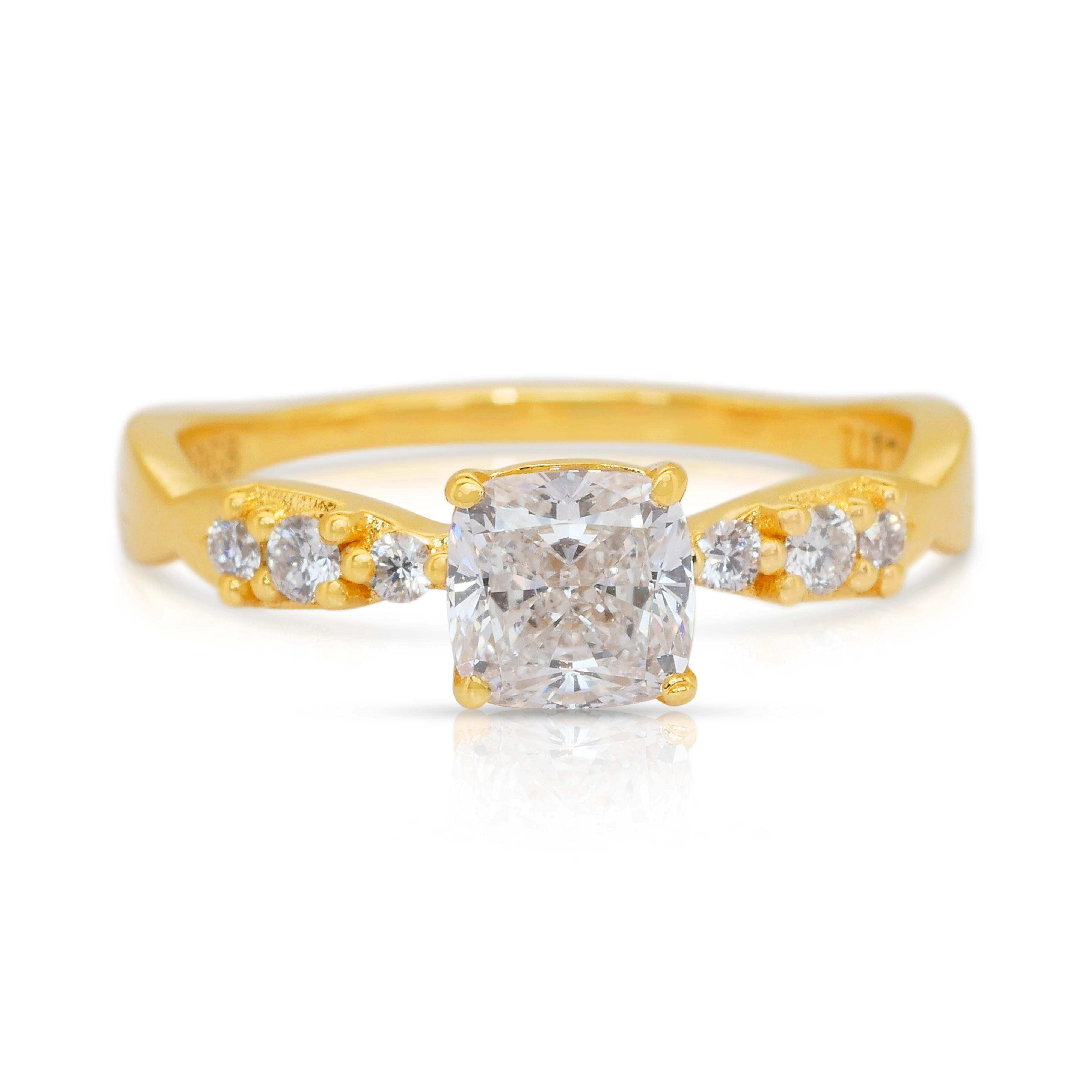 Anello senza tempo con pavé di diamanti da 1,07 carati in oro giallo 18 carati - Certificato IGI