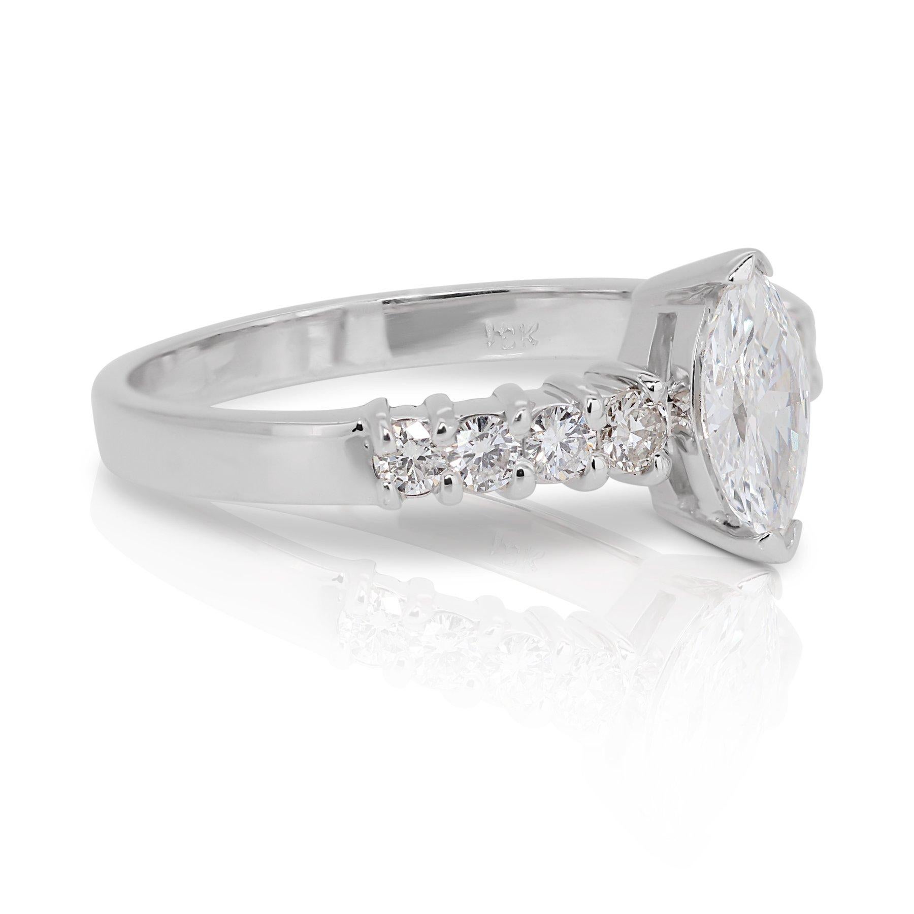 Timeless 1.08ct Diamonds Pave Ring in 18k White Gold - GIA Certified In New Condition For Sale In רמת גן, IL