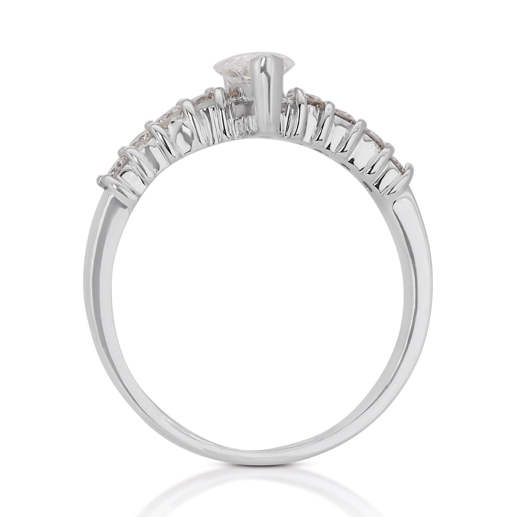 Timeless 1.08ct Diamonds Pave Ring in 18k White Gold - GIA Certified For Sale 2