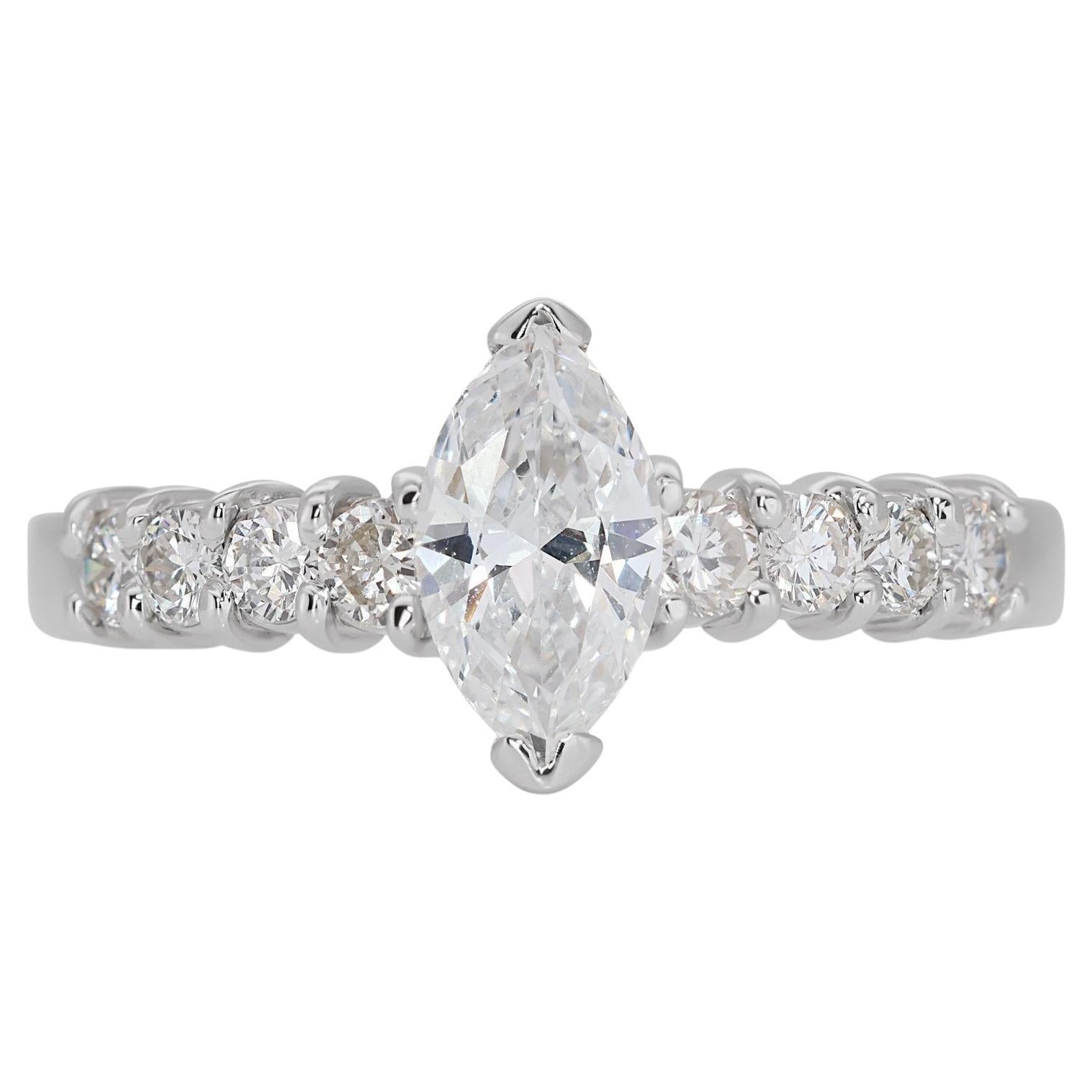 Timeless 1.08ct Diamonds Pave Ring in 18k White Gold - GIA Certified For Sale