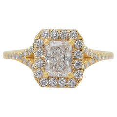Timeless 1,10ct Diamanten Halo Ring in 18k Gelbgold - IGI zertifiziert