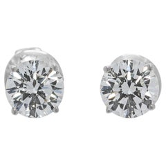 Timeless 1.10ct Natural Diamond Solitaire Stud Earrings in 18K White Gold