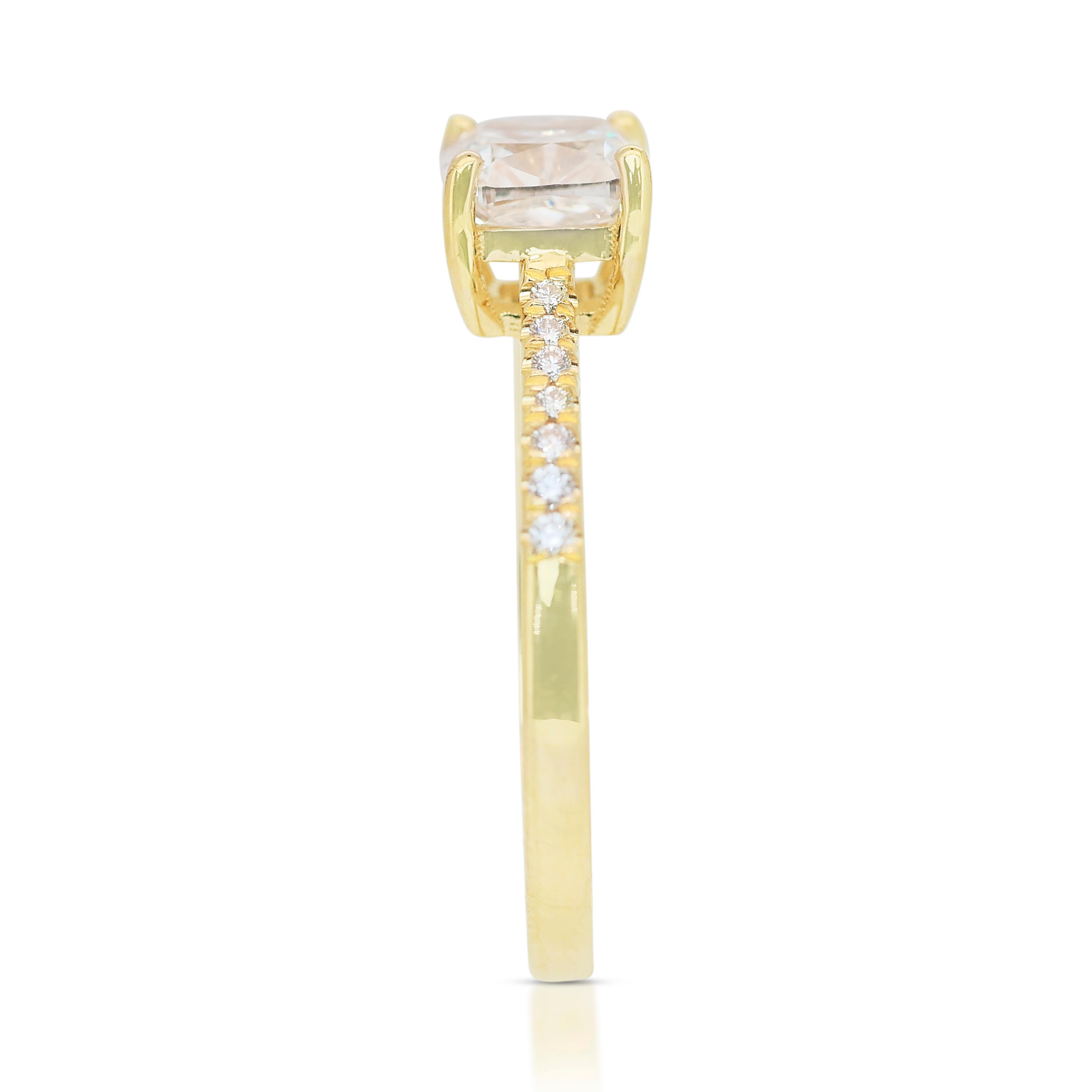 Timeless 1.12ct Diamonds Pave Ring in 18k Yellow Gold - IGI Certified 1