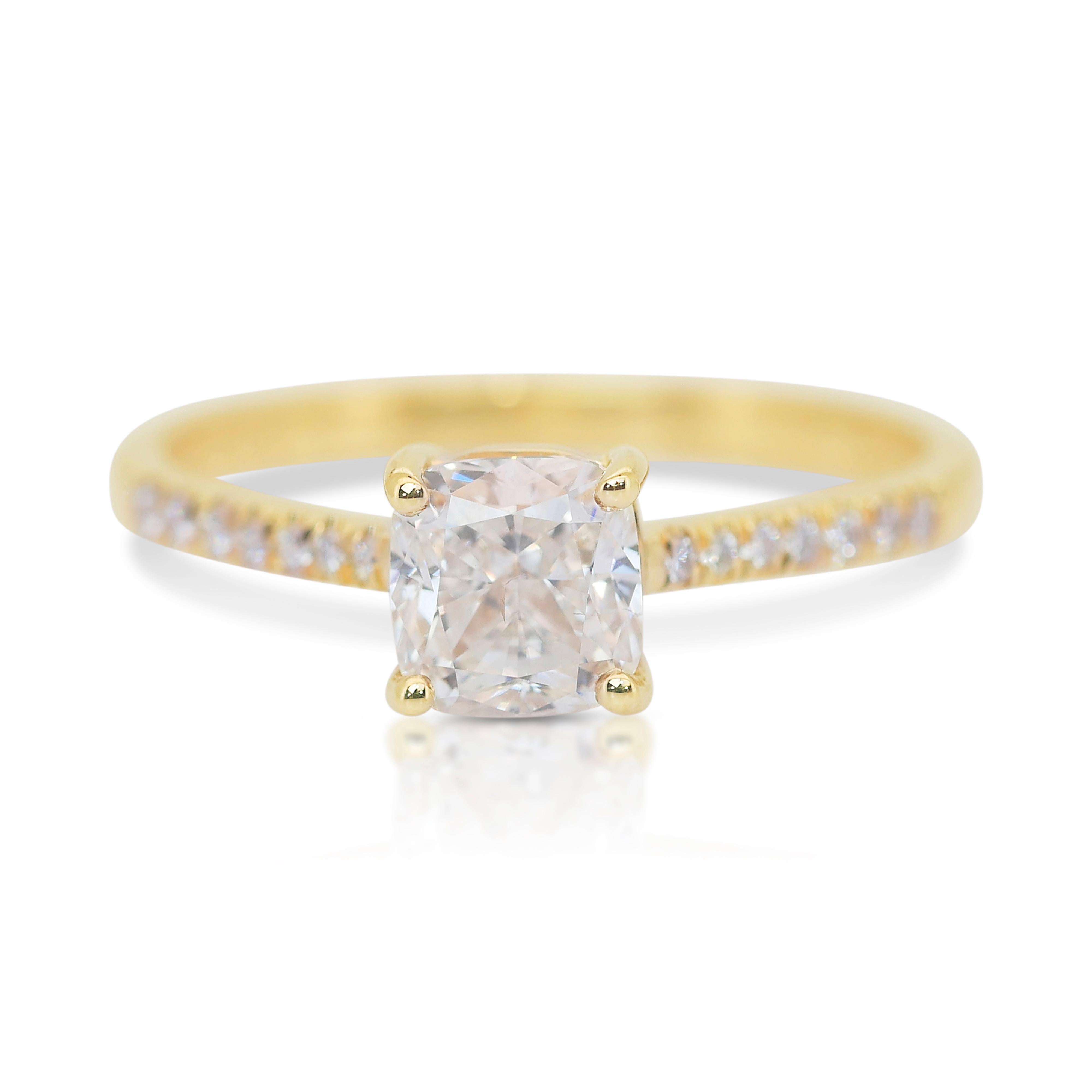 Timeless 1.12ct Diamonds Pave Ring in 18k Yellow Gold - IGI Certified 3