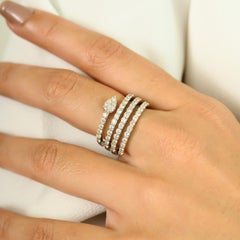 Timeless 1.166 Ct. Round Diamond Spiral Ring in 18k White Gold Wedding Jewelry