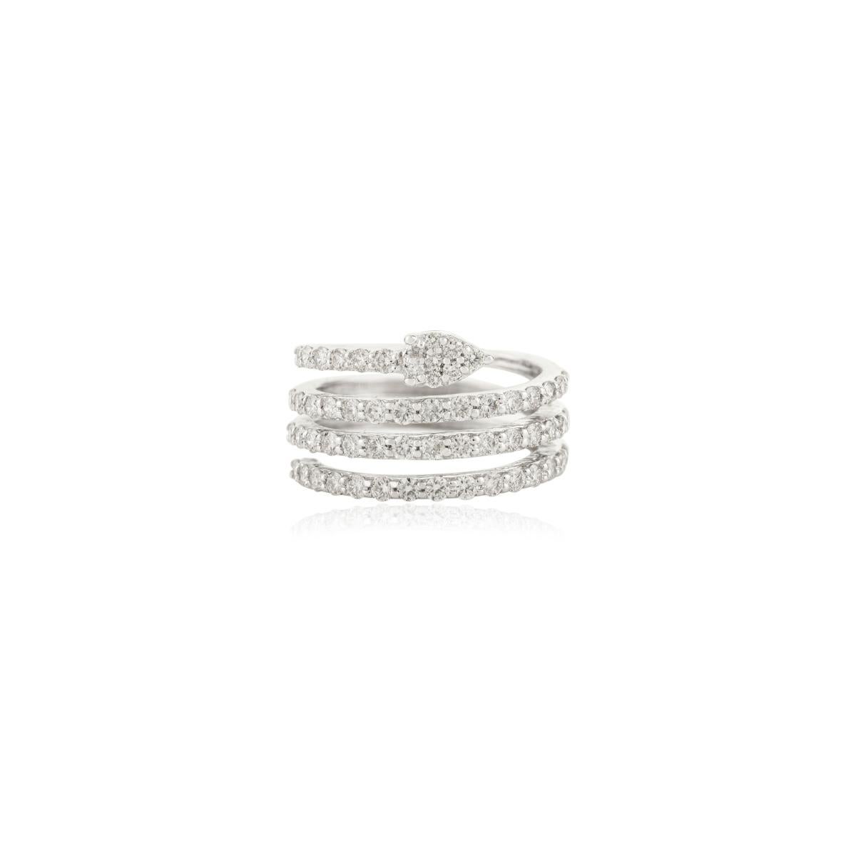 En vente :  Timeless 1.166 Ct. Bague de mariage en or blanc 18 carats avec diamants ronds en spirale 3