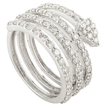 Timeless 1.166 Ct. Round Diamond Spiral Ring in 18k White Gold Wedding Jewelry