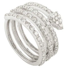 Timeless 1.166 Ct. Round Diamond Spiral Ring in 18k White Gold Wedding Jewelry