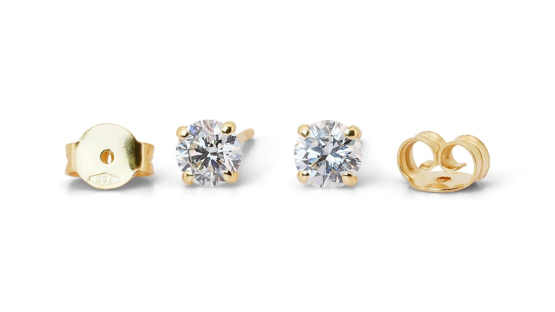 Women's Timeless 1.20ct Triple Excellent Ideal Cut Diamonds Stud Earrings