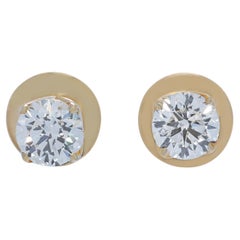 Boucles d
oreilles intemporelles en or jaune 18 carats avec 1,22 ct de diamant - certifiées GIA
