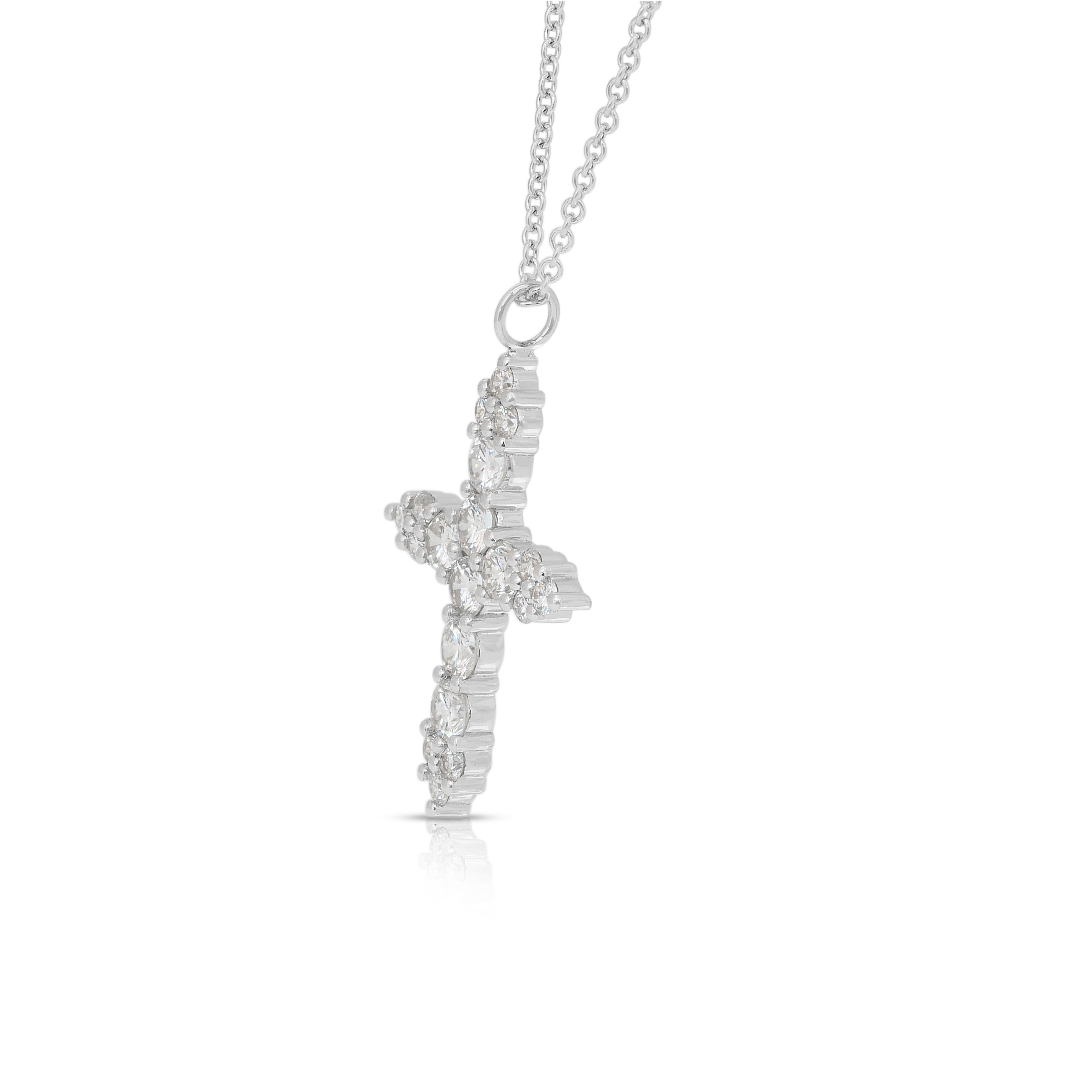 Timeless 1.23ct Diamonds Necklace with Cross Pendant in 18k White Gold en venta 1
