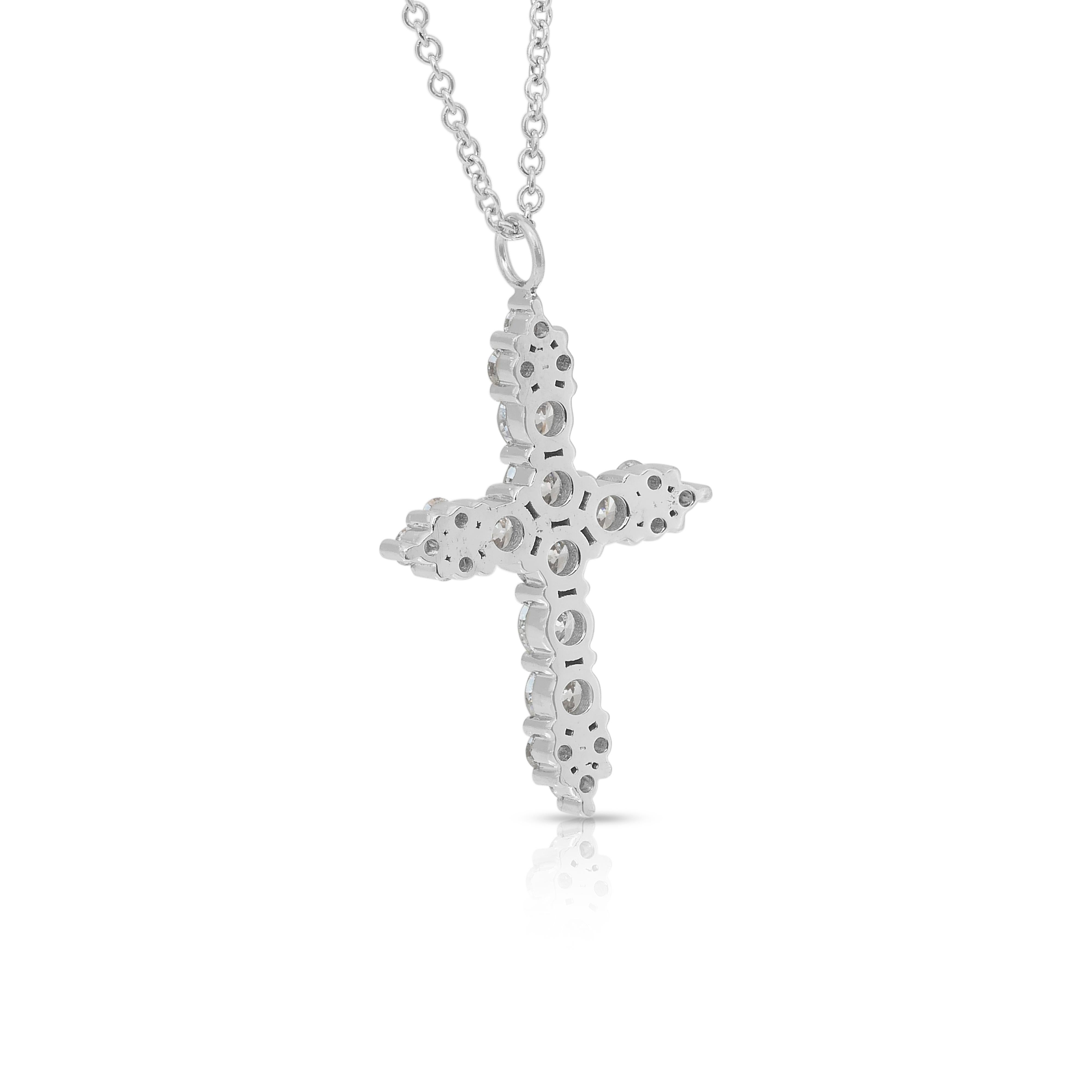 Timeless 1.23ct Diamonds Necklace with Cross Pendant in 18k White Gold en venta 2