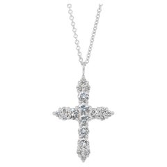 Timeless 1.23ct Diamonds Necklace with Cross Pendant in 18k White Gold