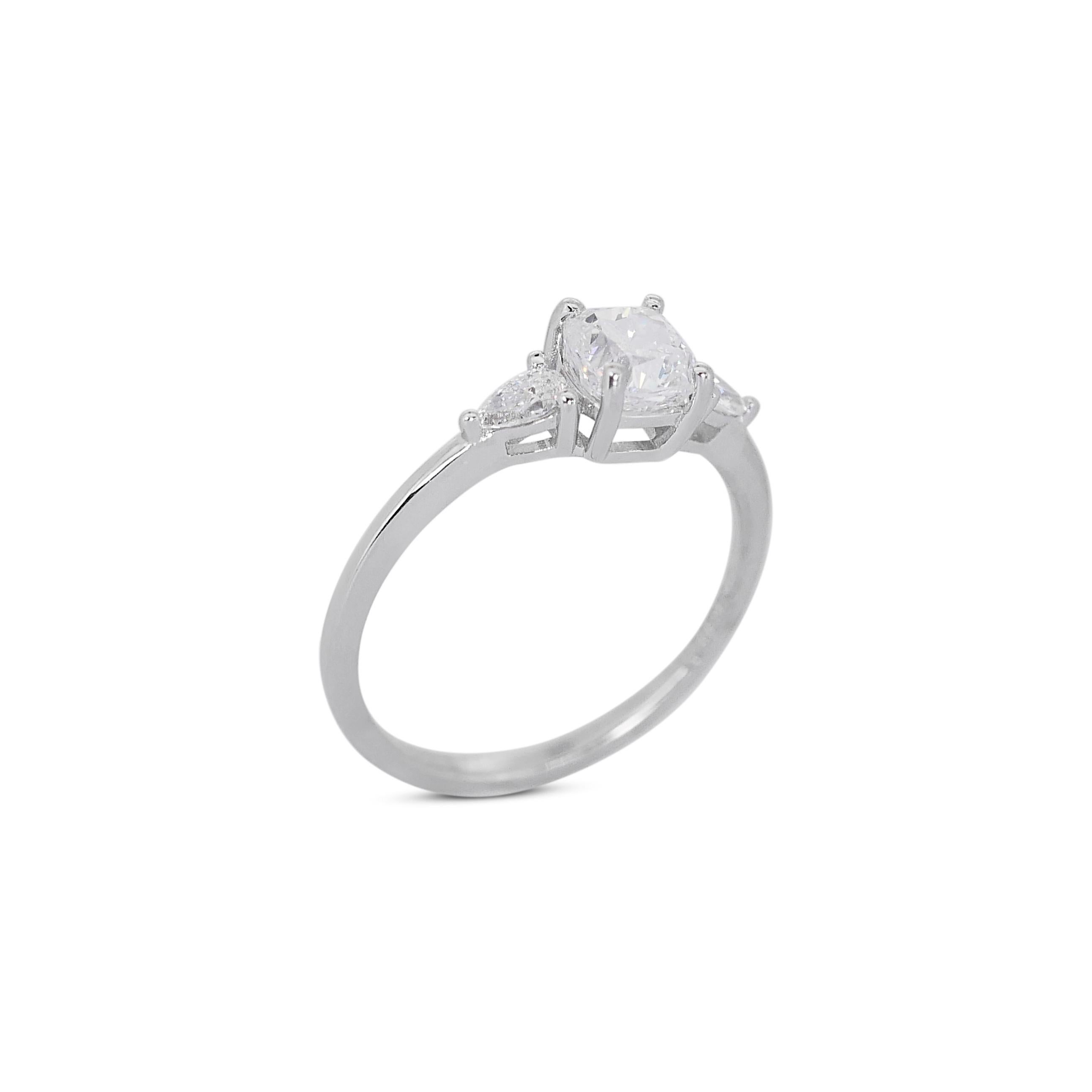 Women's Timeless 1.23ct Double Excellent Ideal Cut Diamonds 3-Stone Ring For Sale