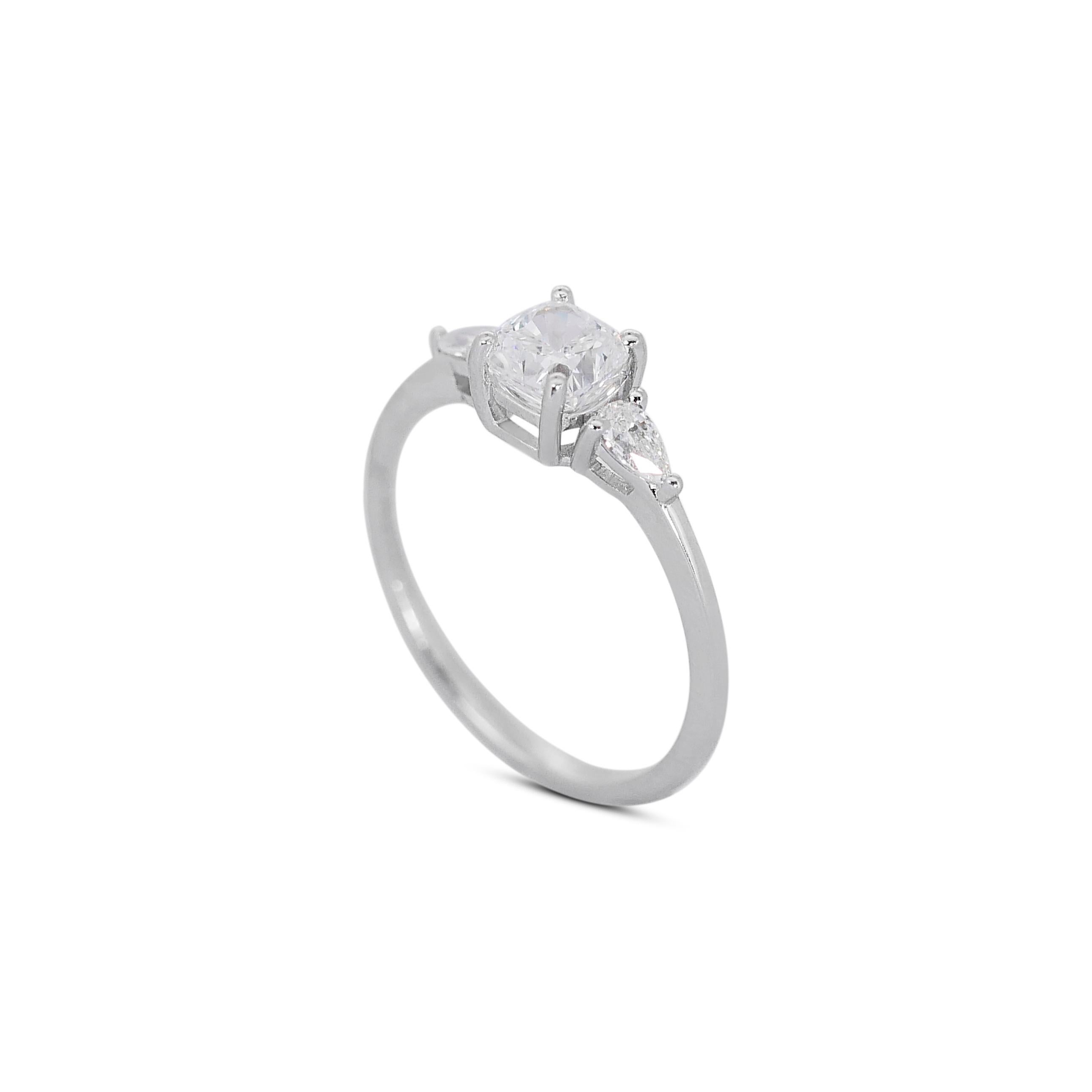 Timeless 1.23ct Double Excellent Ideal Cut Diamonds 3-Stone Ring For Sale 1