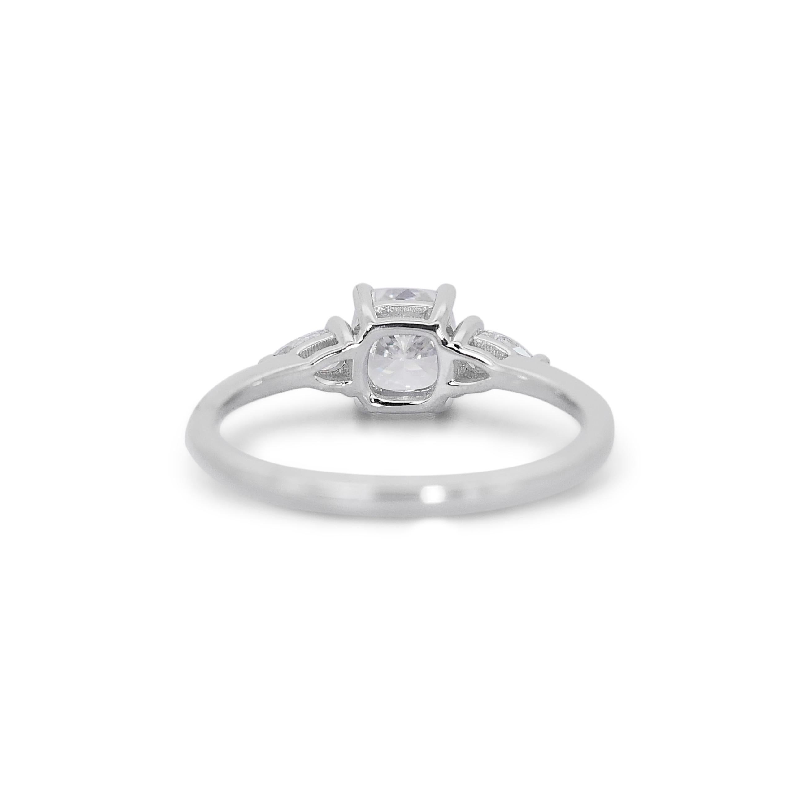 Timeless 1.23ct Double Excellent Ideal Cut Diamonds 3-Stone Ring For Sale 2