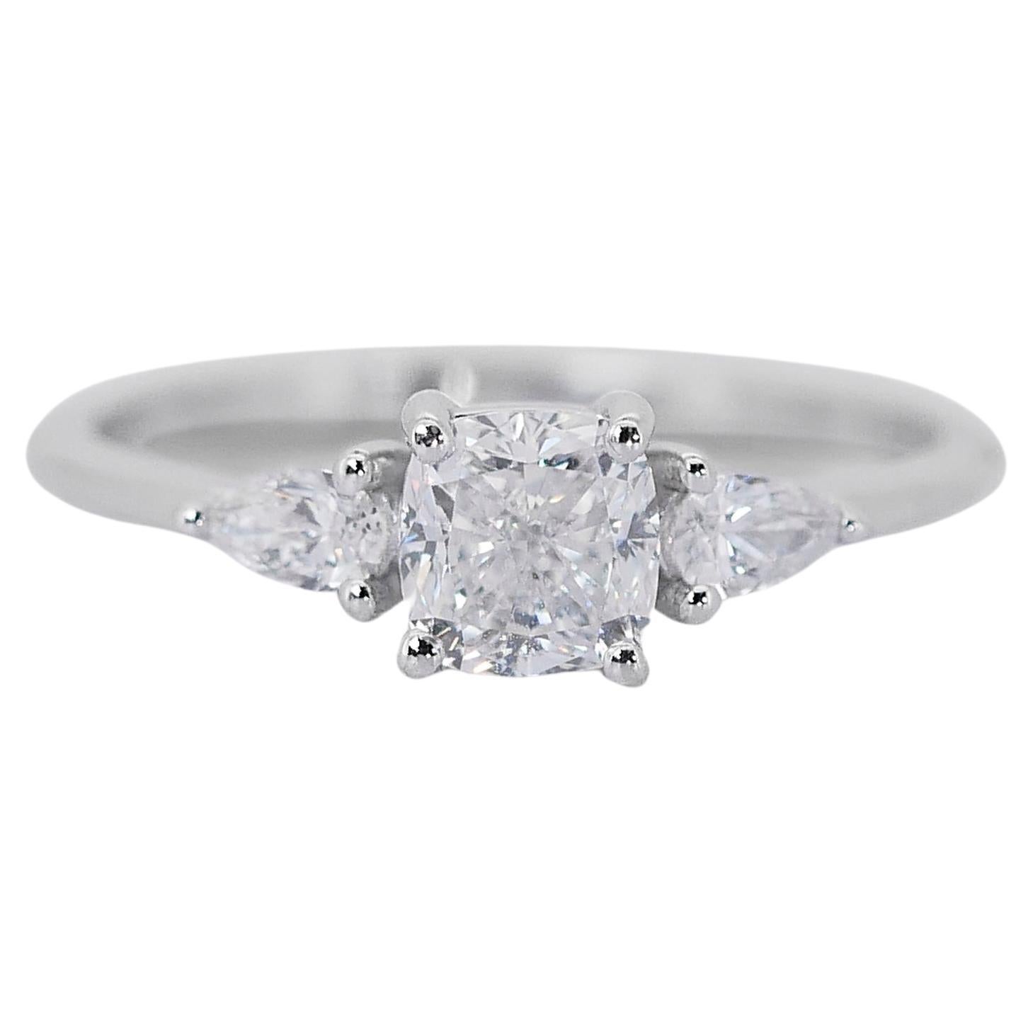 Timeless 1.23ct Double Excellent Ideal Cut Diamonds 3-Stone Ring