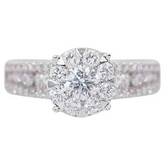 Timeless 1.25ct Diamonds Pave Ring in 18k White Gold - IGI Certified