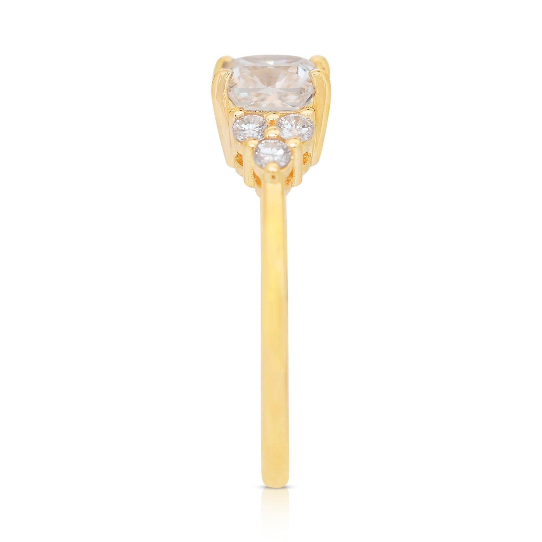 Anello senza tempo con doppio diamante eccellente a taglio ideale da 1,26 carati in oro giallo 18 ct. in vendita 2