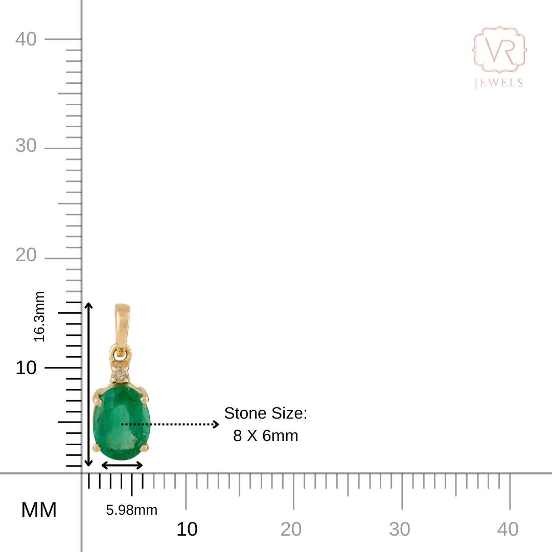 Timeless 1.28Ct Natural Zambian Emerald & Diamond Pendant in 14K Yellow Gold en venta 4
