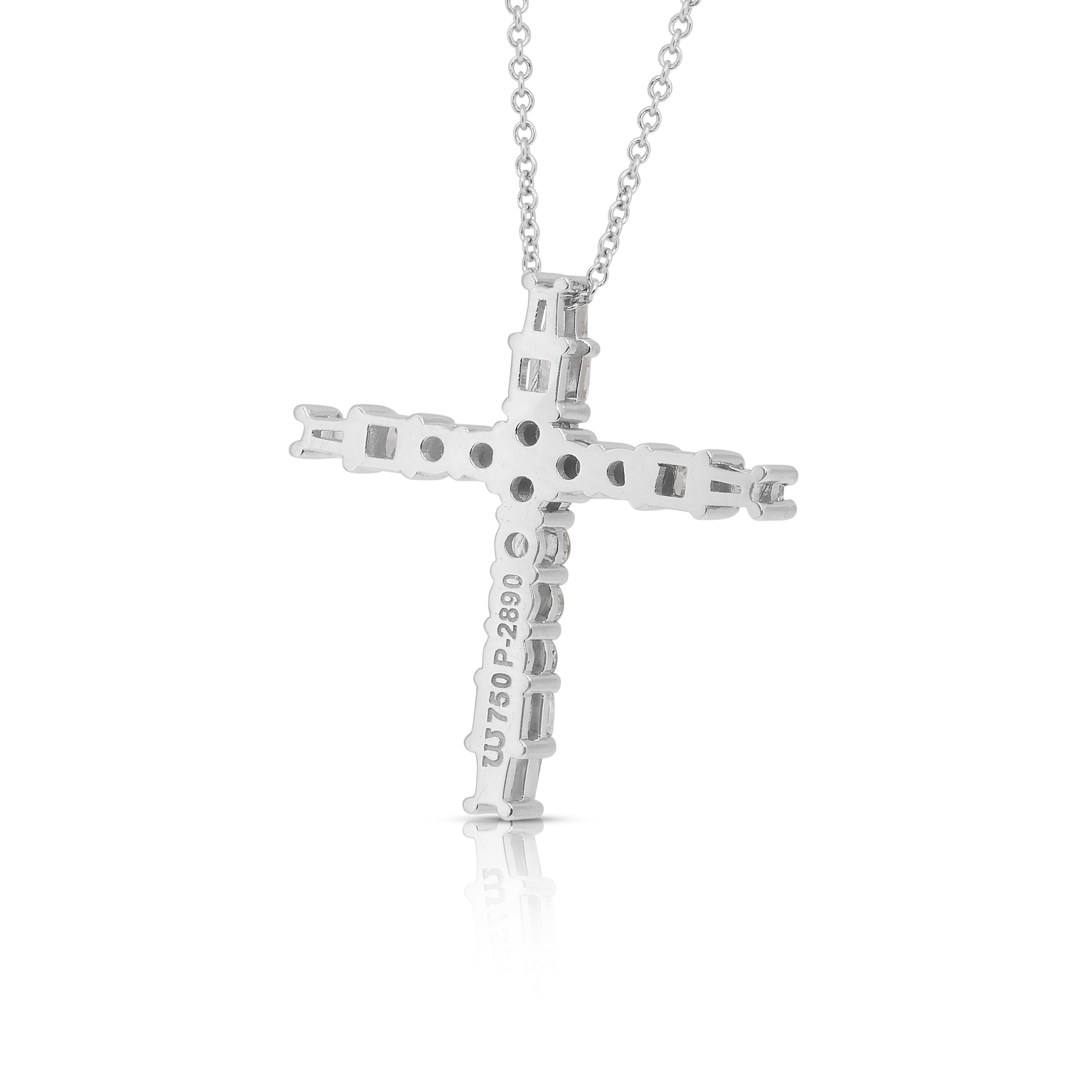 Timeless 1.41ct Diamonds Necklace with Cross Pendant in 18k White Gold For Sale 4