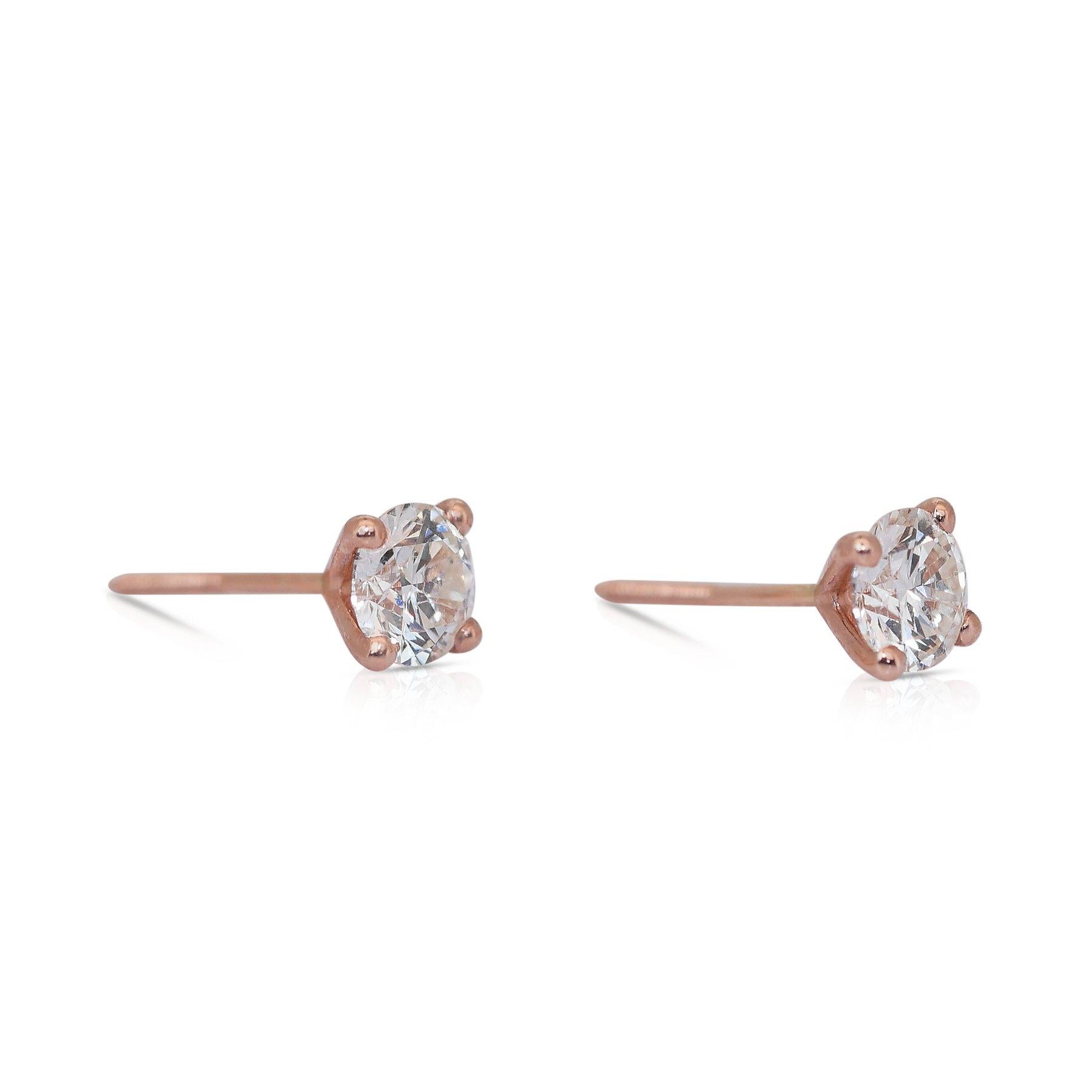 Round Cut Timeless 1.41ct Triple Excellent Ideal Cut Diamonds Stud Earrings -GIA Certified
