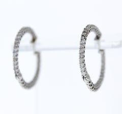 Boucles d'oreilles Timeless en or blanc 14k avec 1,44 ct de diamant taillé en brillant