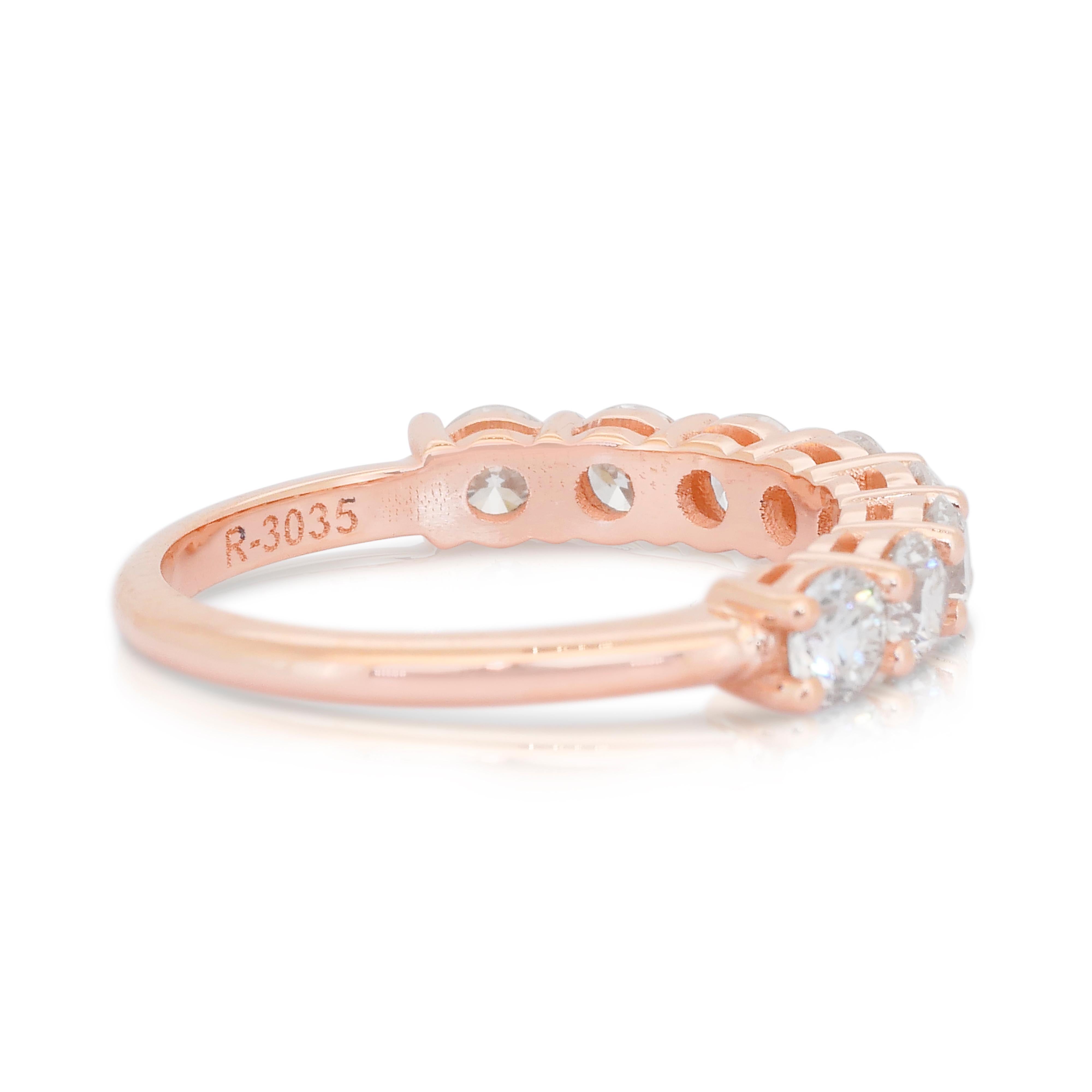 Bague intemporelle en or rose 18 carats avec 1,45 ct de diamants - certifié IGI Neuf - En vente à רמת גן, IL