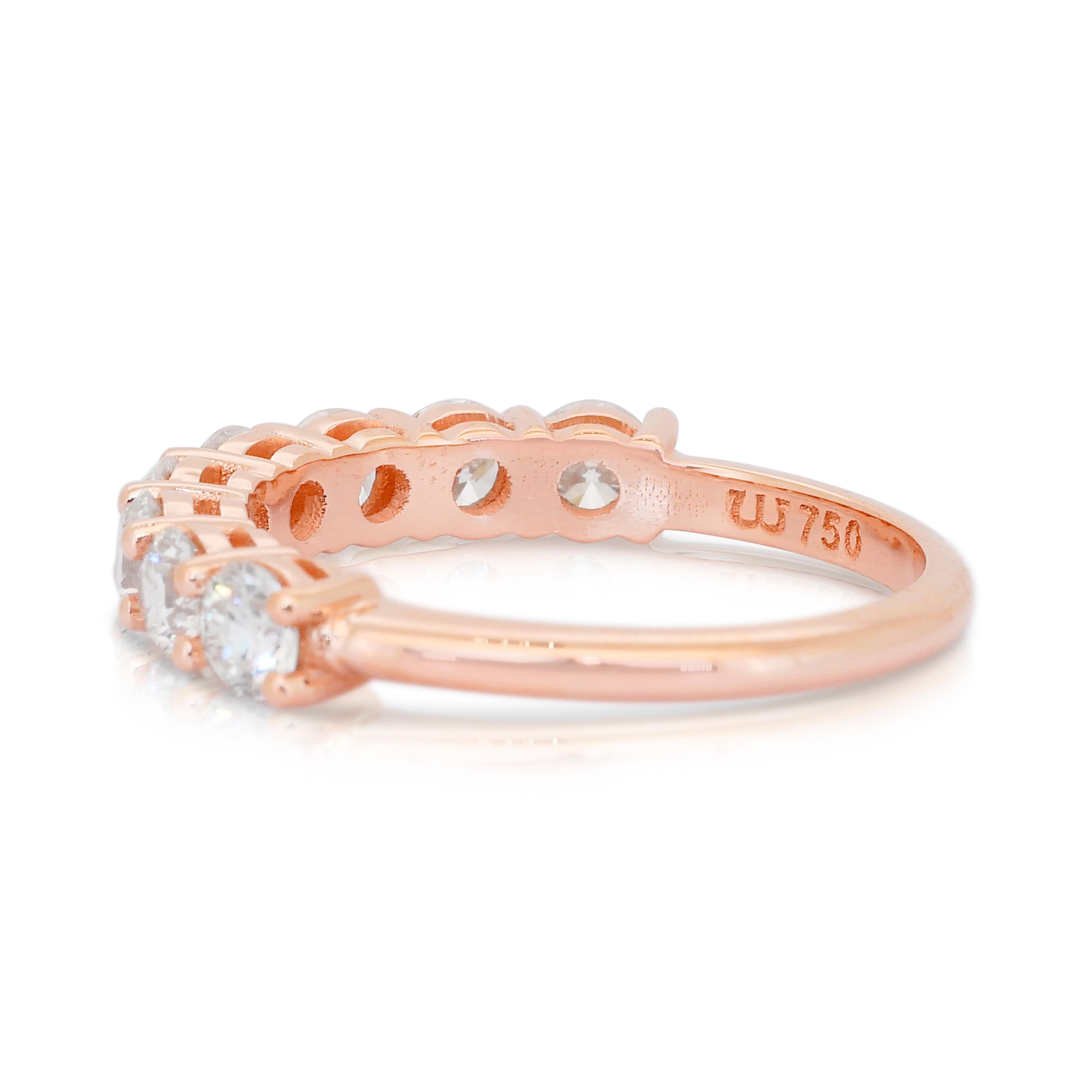 Bague intemporelle en or rose 18 carats avec 1,45 ct de diamants - certifié IGI en vente 1