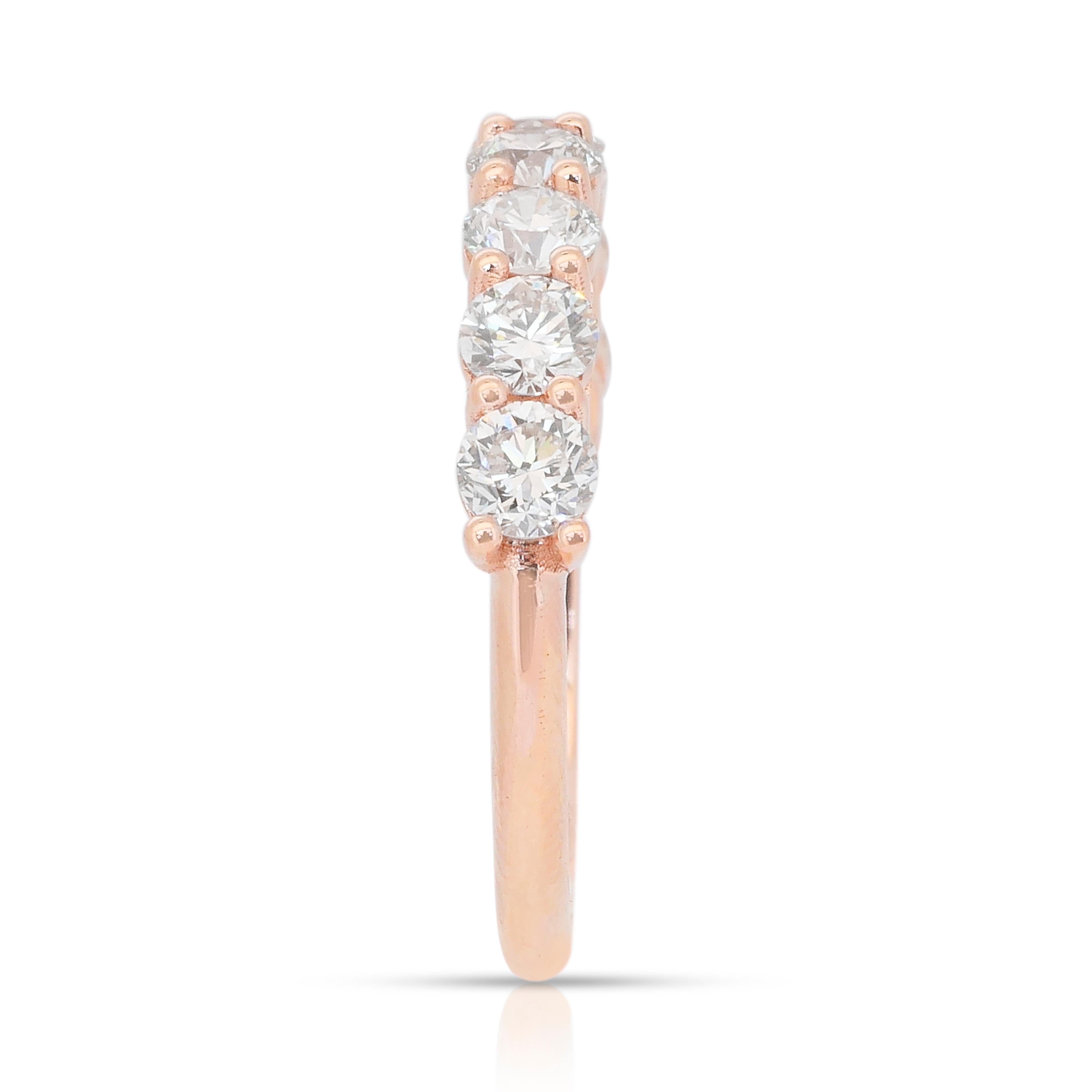 Bague intemporelle en or rose 18 carats avec 1,45 ct de diamants - certifié IGI en vente 2