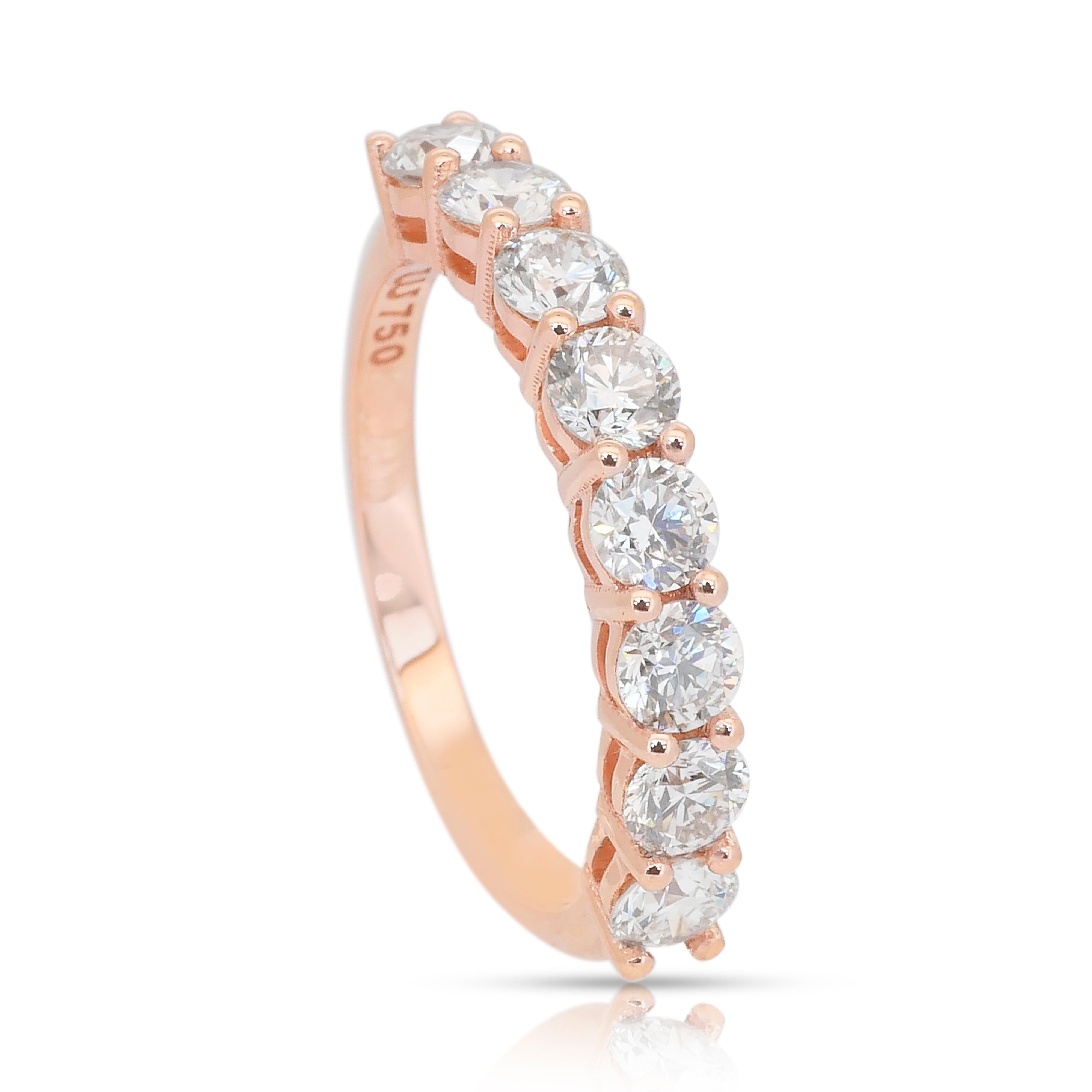 Bague intemporelle en or rose 18 carats avec 1,45 ct de diamants - certifié IGI en vente 3