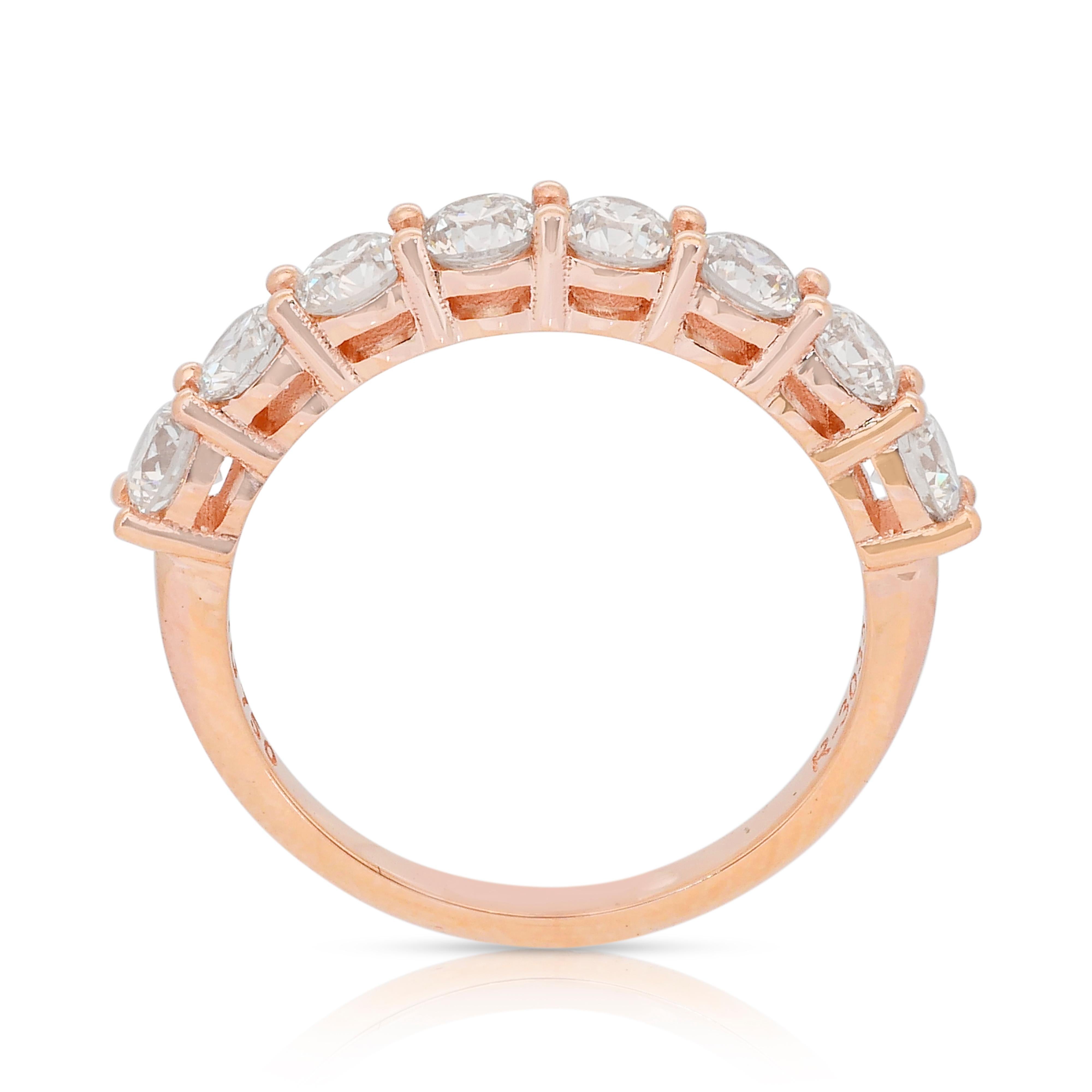 Bague intemporelle en or rose 18 carats avec 1,45 ct de diamants - certifié IGI en vente 4