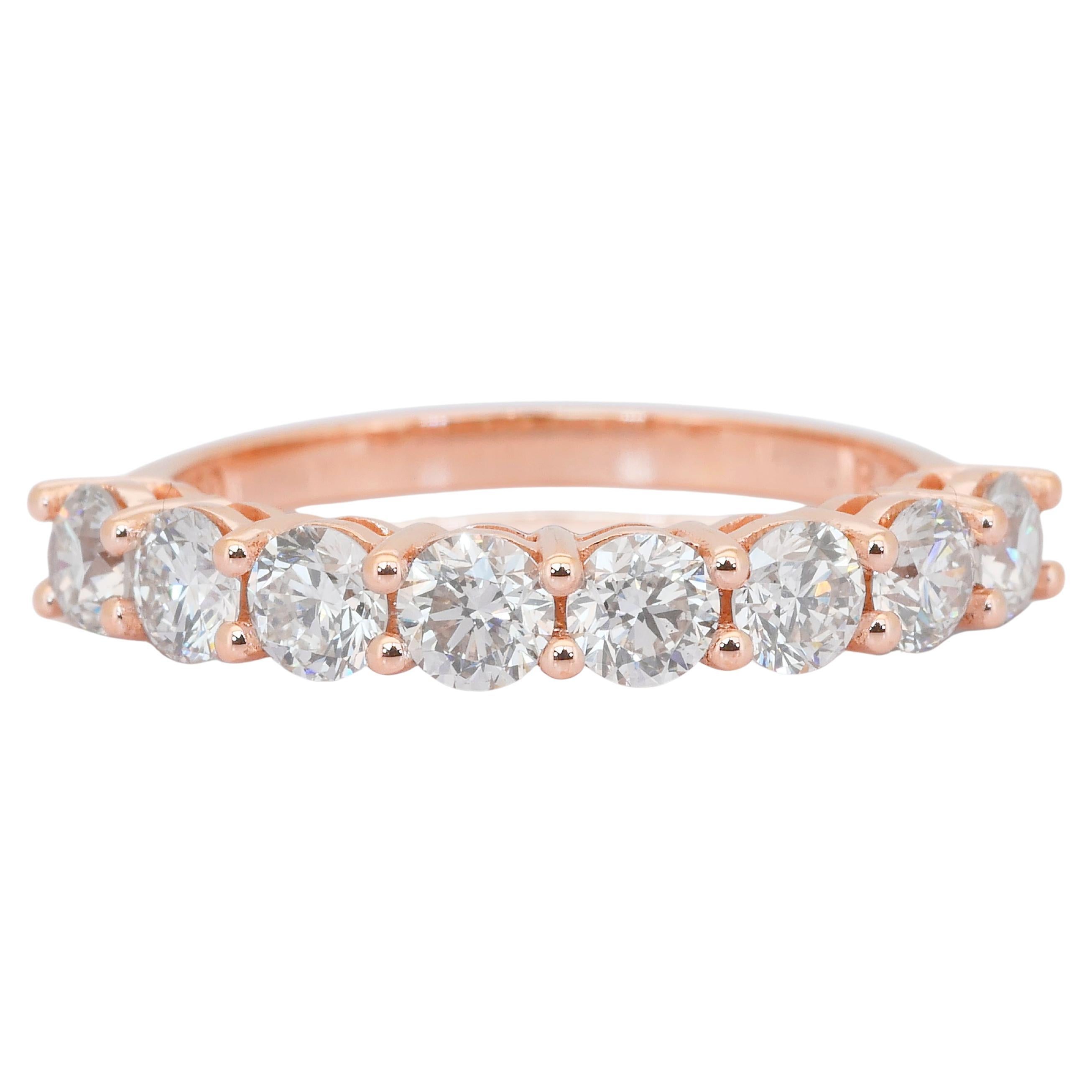 Bague intemporelle en or rose 18 carats avec 1,45 ct de diamants - certifié IGI en vente