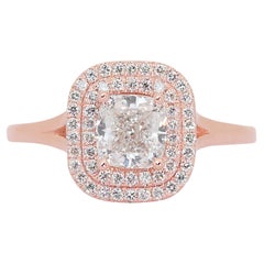 Timeless 14k Rose Gold Diamond Double Halo Ring w/1,23 ct - IGI zertifiziert