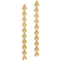 Timeless 14K Solid Gold Arrow Shaped Greek Drop Earrings