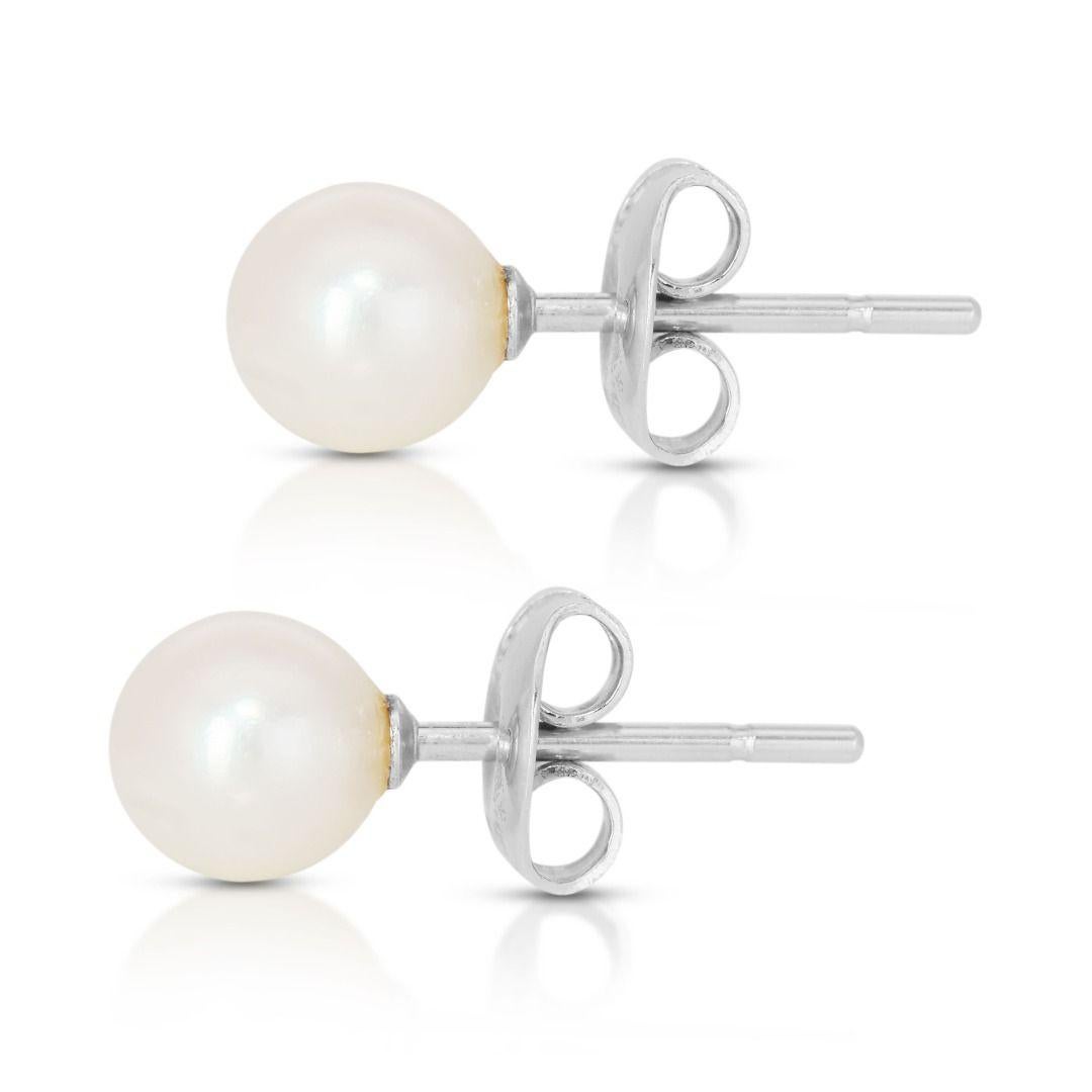 Women's Timeless 14K White Gold Pearl Stud Earrings