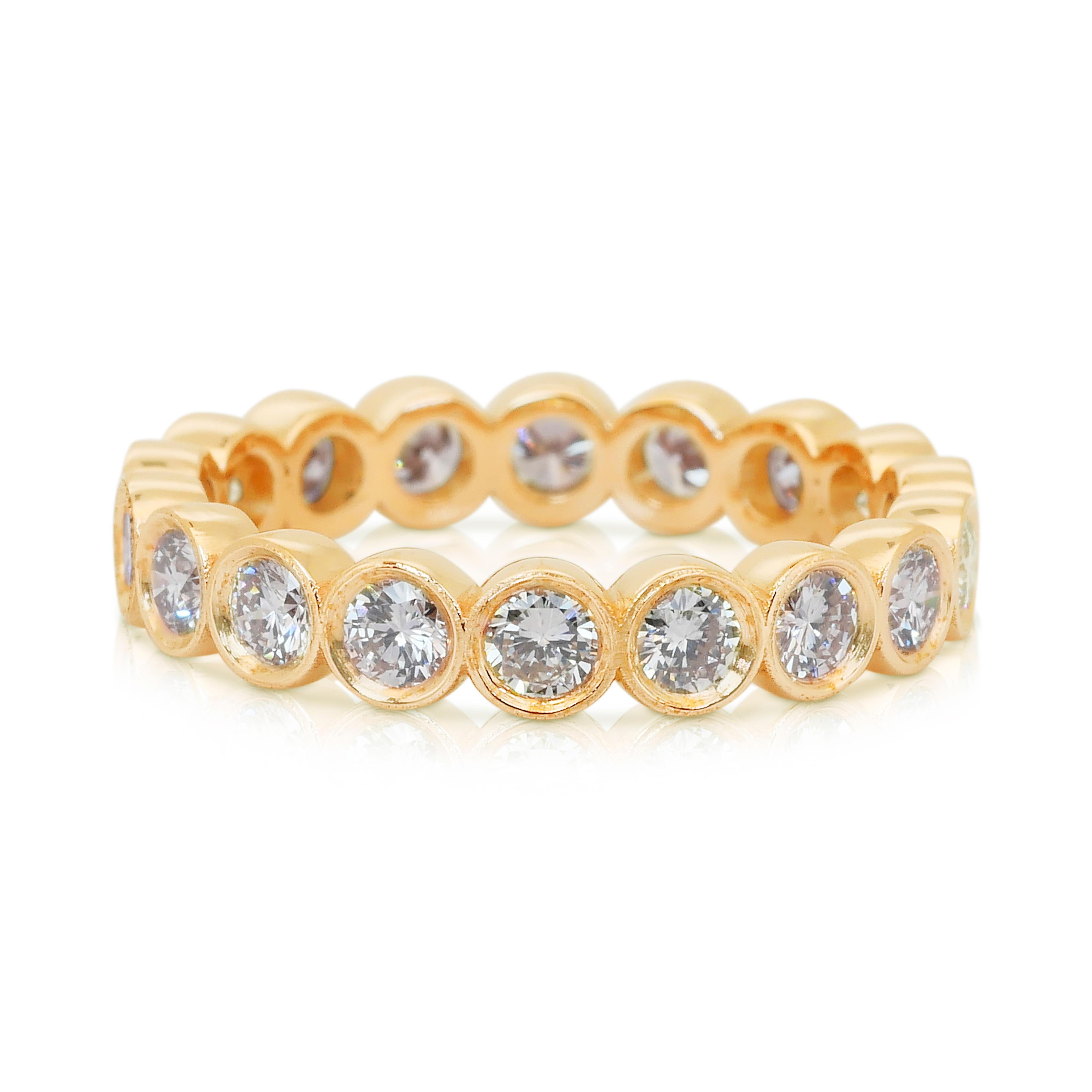 Anello Eternità senza tempo con 1,51 carati di diamanti in oro giallo 18 carati - Certificato IGI in vendita 2
