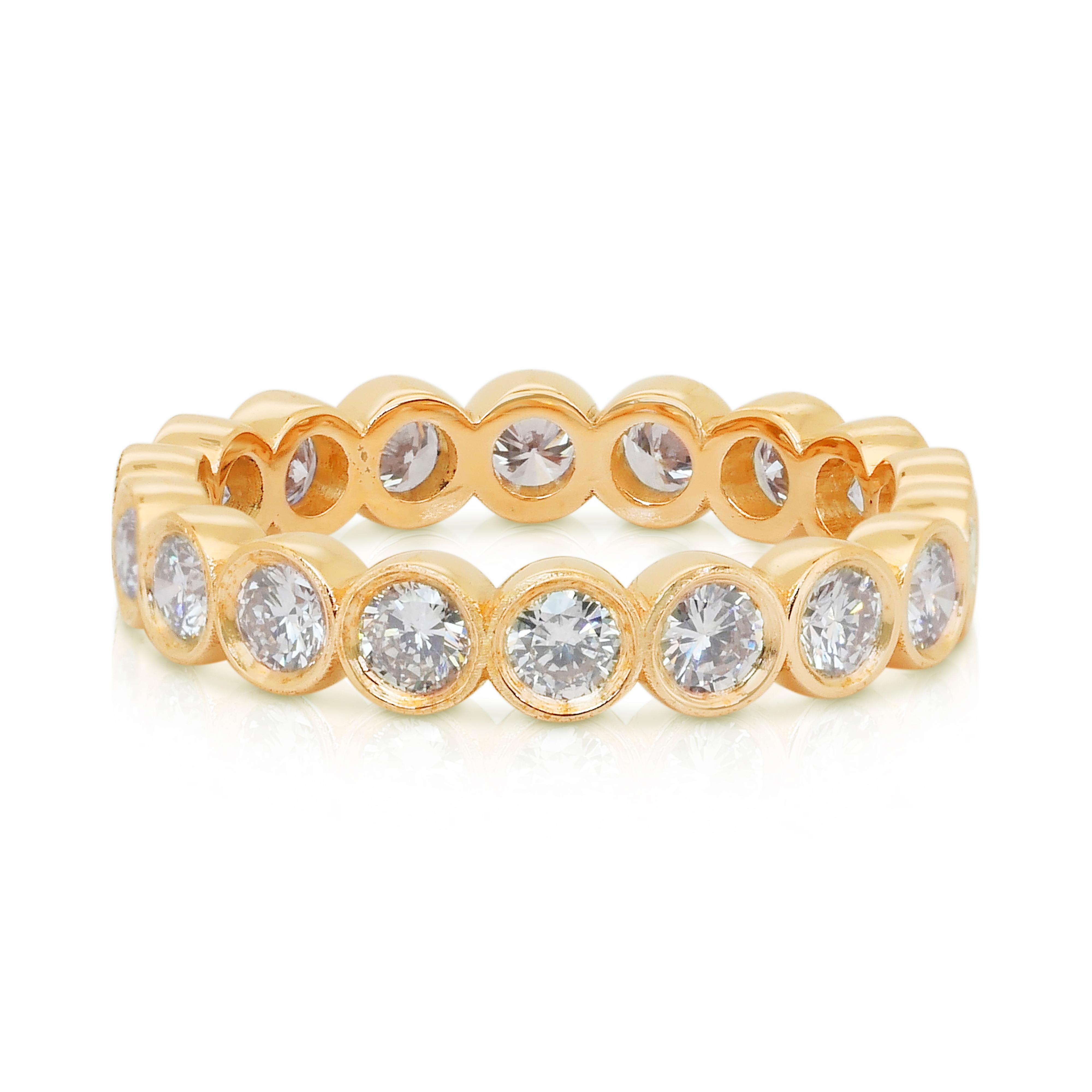 Anello Eternità senza tempo con 1,51 carati di diamanti in oro giallo 18 carati - Certificato IGI in vendita 4