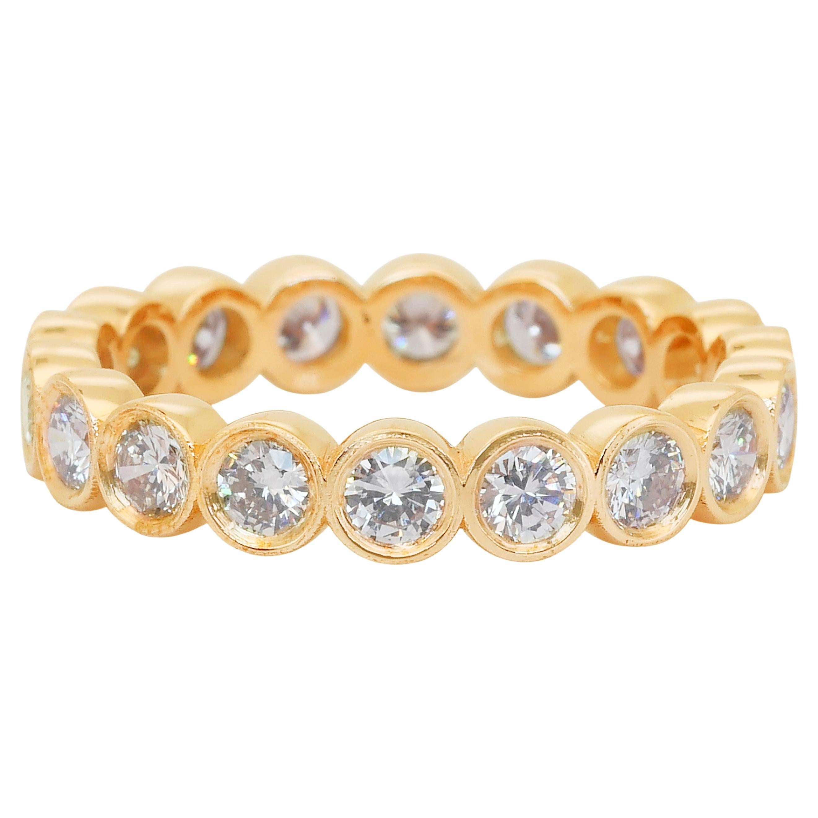 Anello Eternità senza tempo con 1,51 carati di diamanti in oro giallo 18 carati - Certificato IGI in vendita
