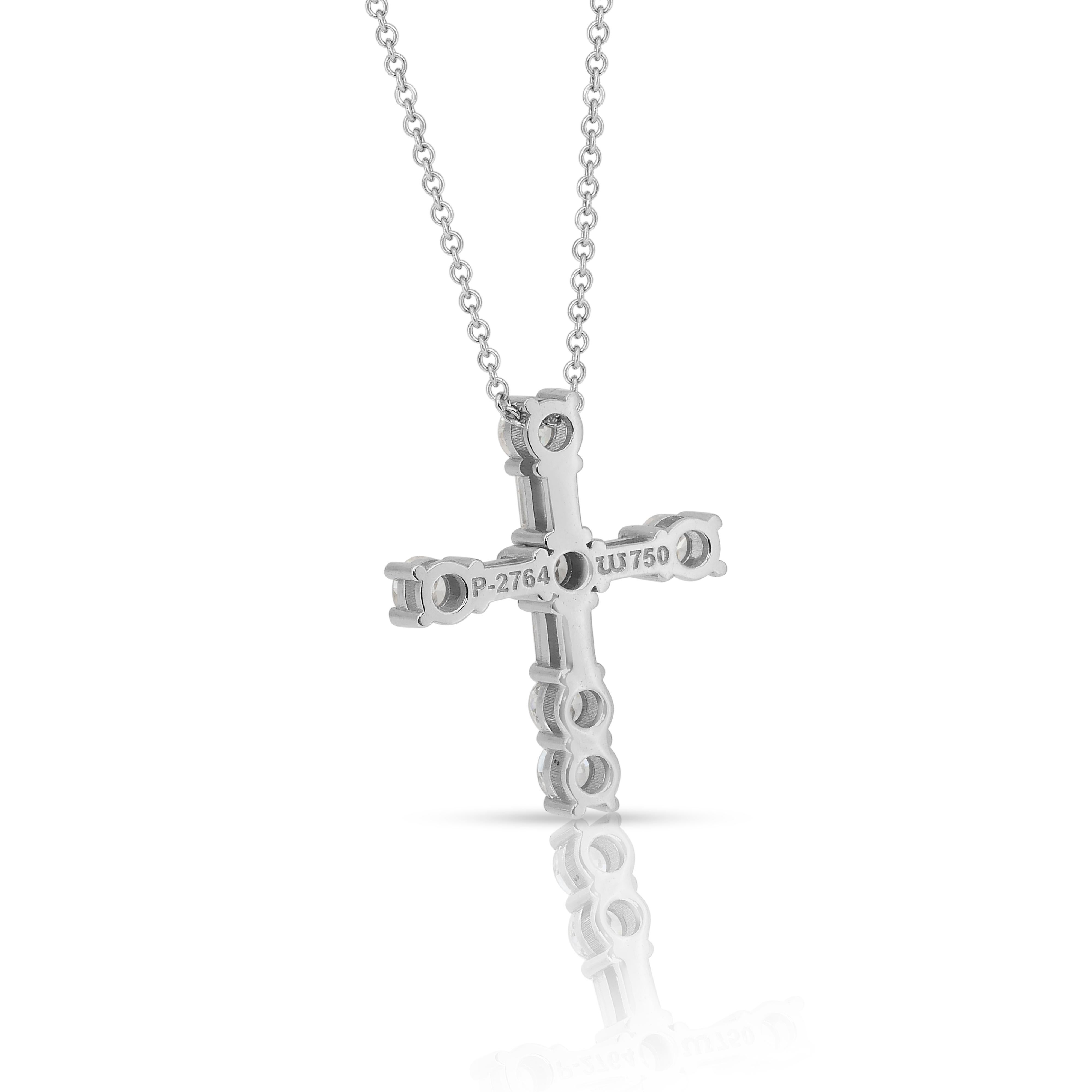 Timeless 1.55ct Diamonds Necklace with Cross Pendant in 18k White Gold en venta 2